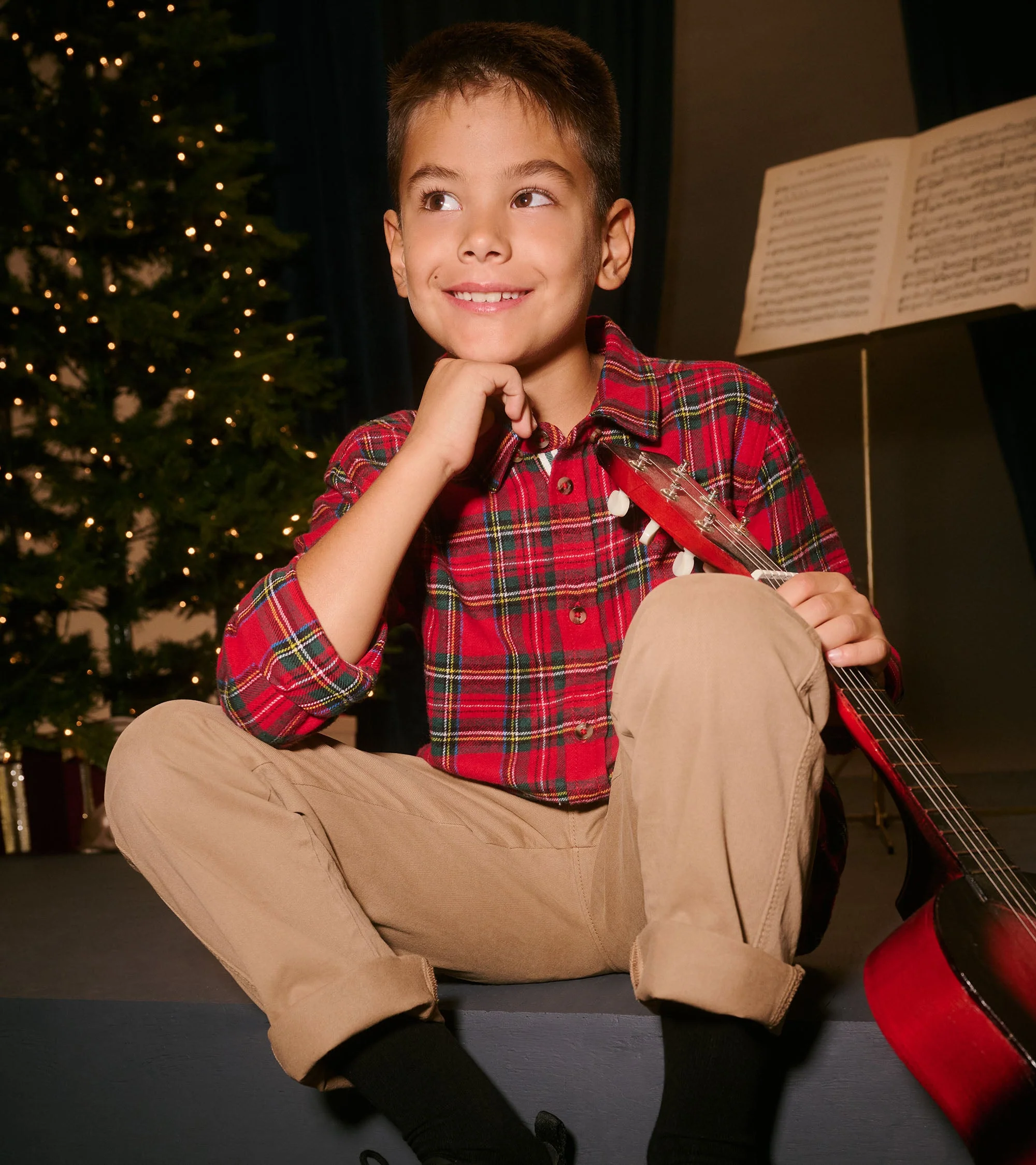Boys Red Plaid Button Down Shirt - Image 3