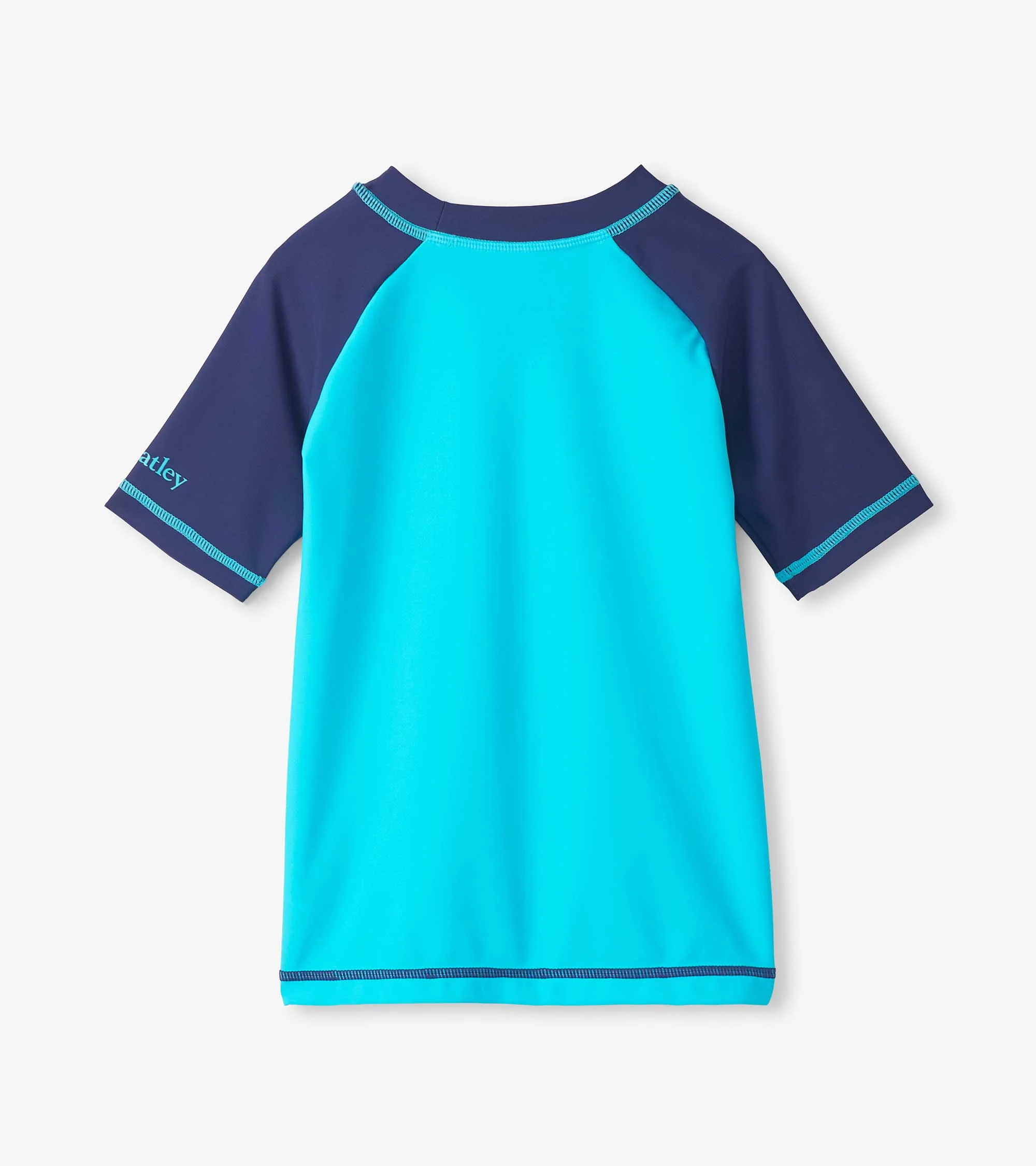 Boys Shark Blue Short Sleeve Rashguard - Image 2