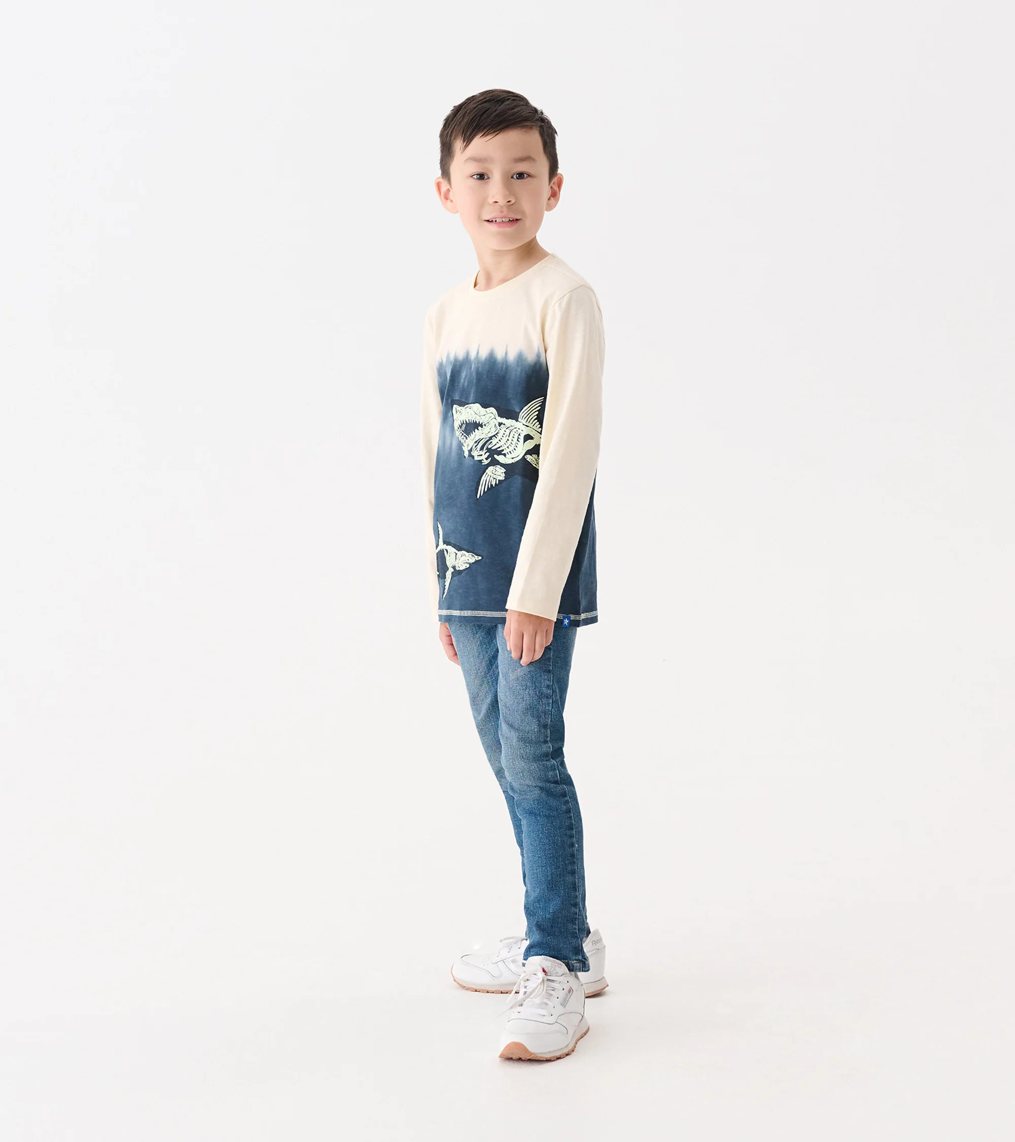 Boys Shark Bones Glow in the Dark Long Sleeve Graphic Tee - Image 3