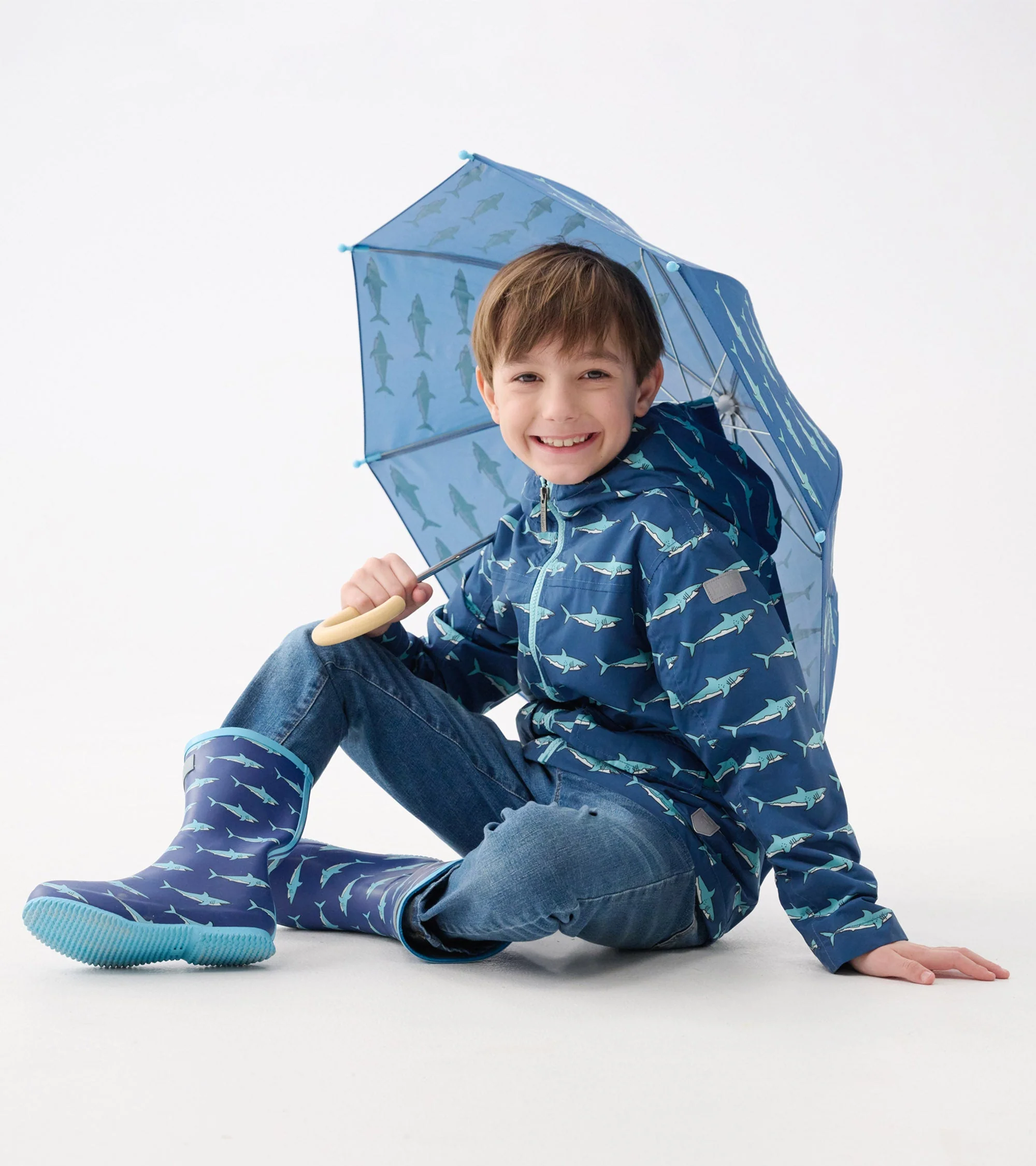 Boys Shark Tank Zip-Up Lightweight Rain Jacket - Image 4