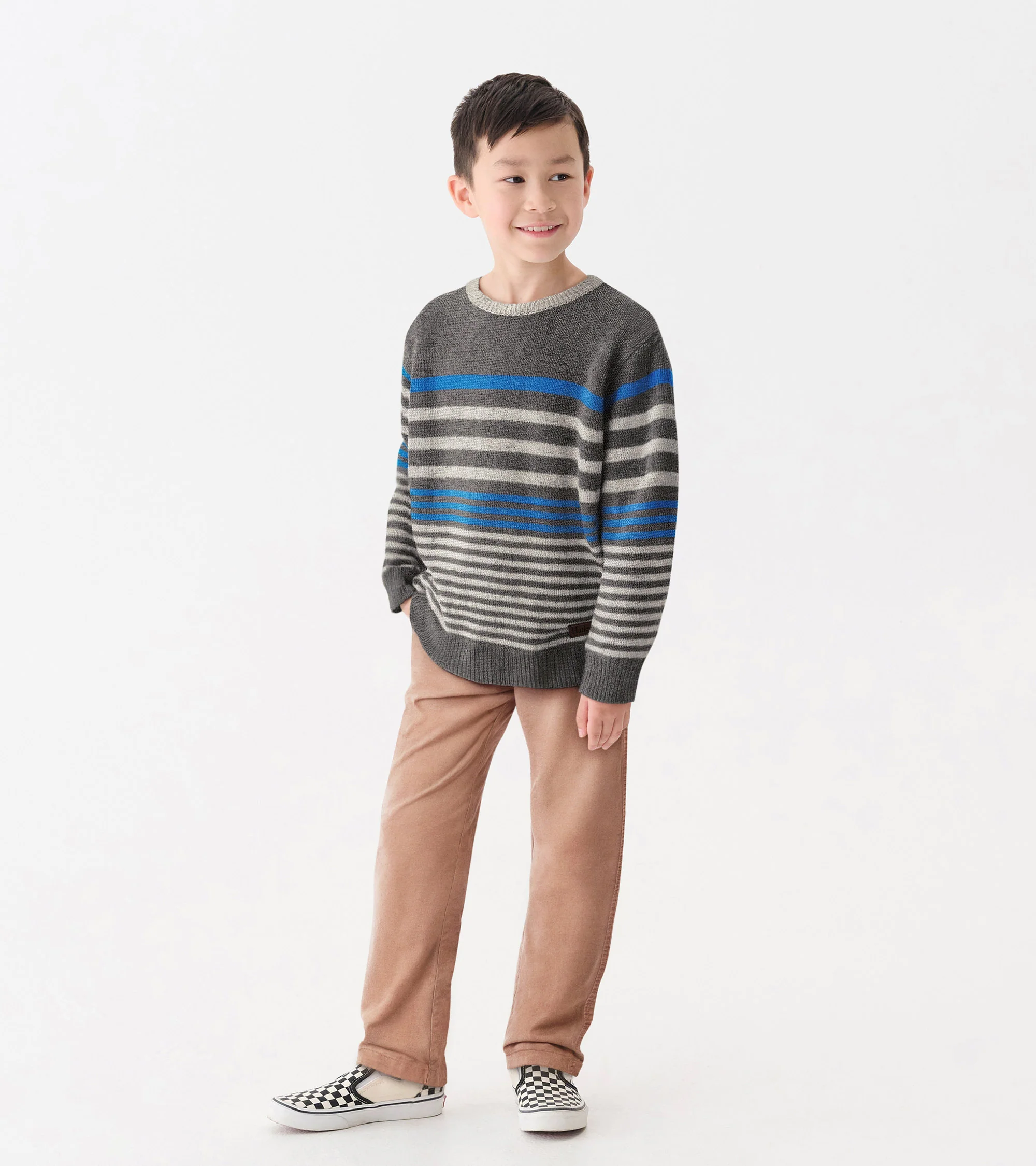 Boys Speckle Stripe Crew Neck Sweater - Image 2