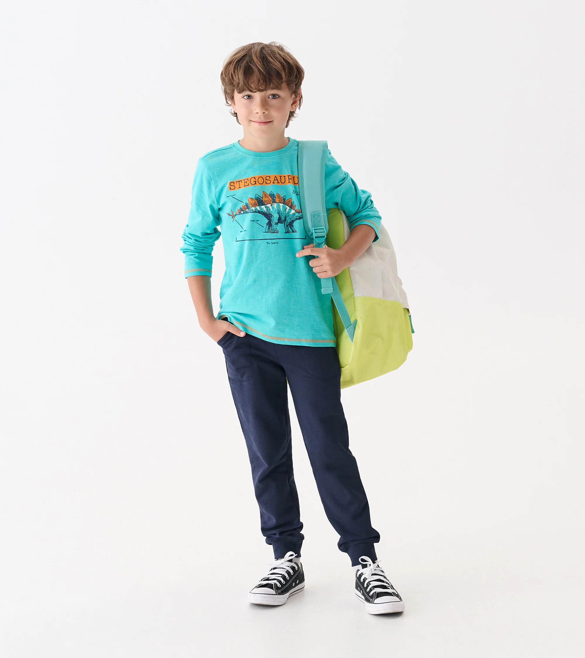 Boys Stegosaurus Glow in the Dark Long Sleeve Graphic Tee - Image 3