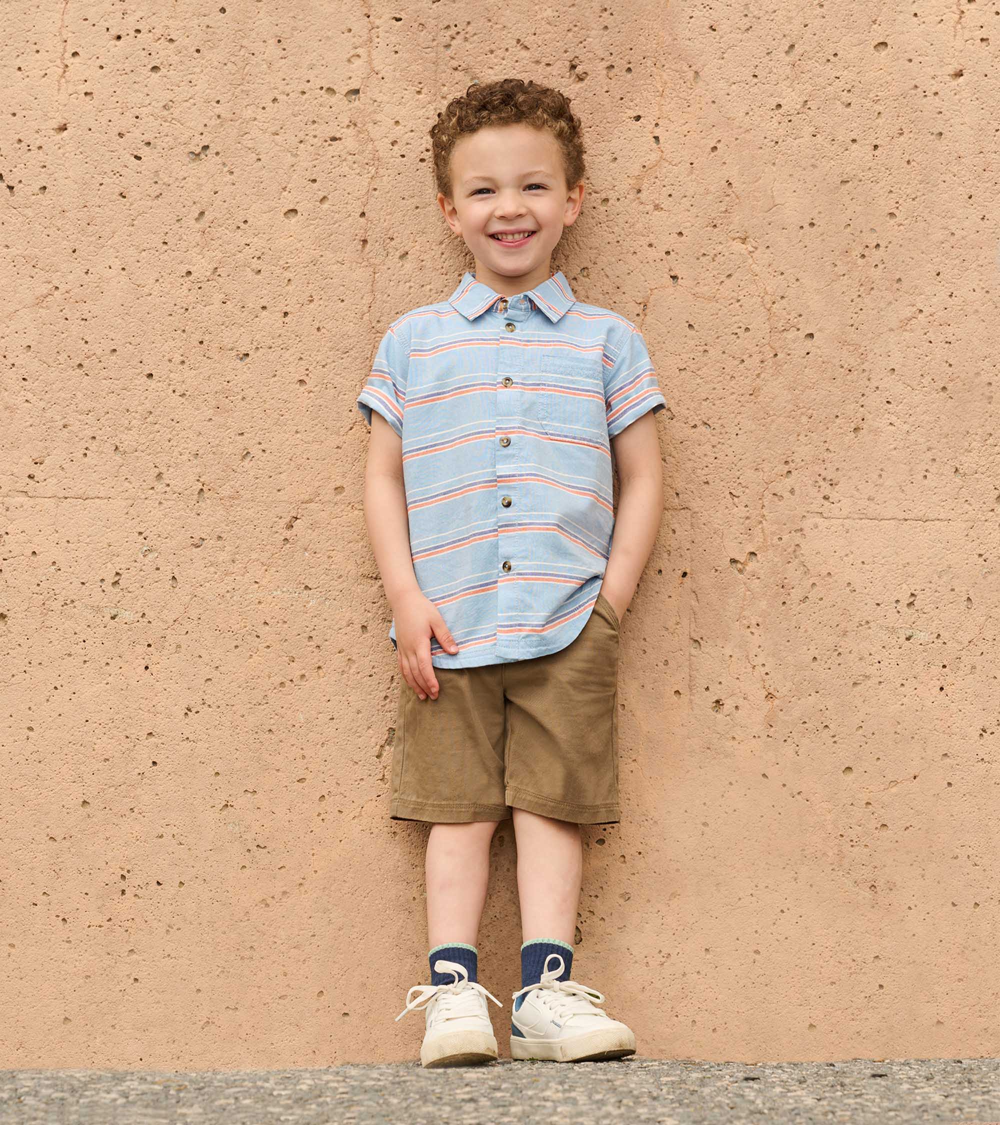 Boys Striped Blue Button Down Shirt - Image 2