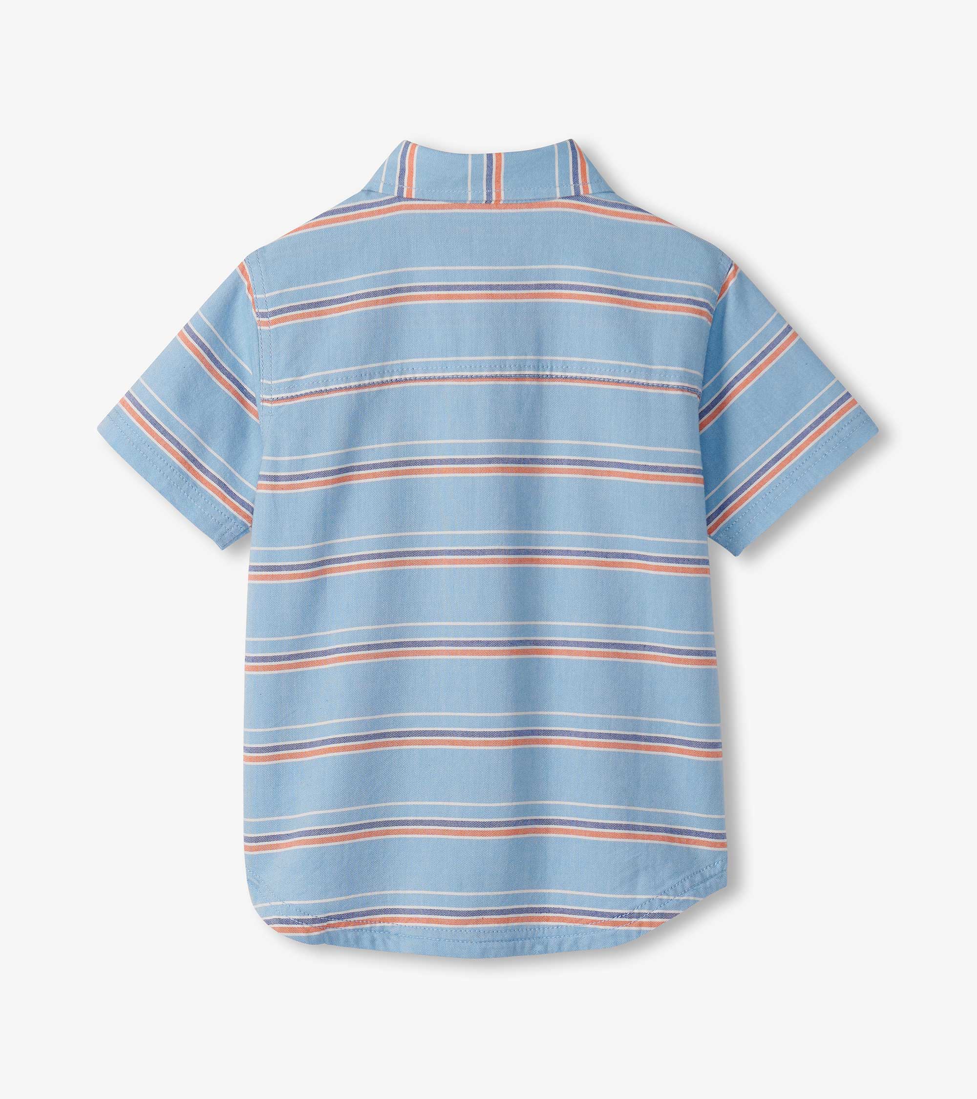 Boys Striped Blue Button Down Shirt - Image 3