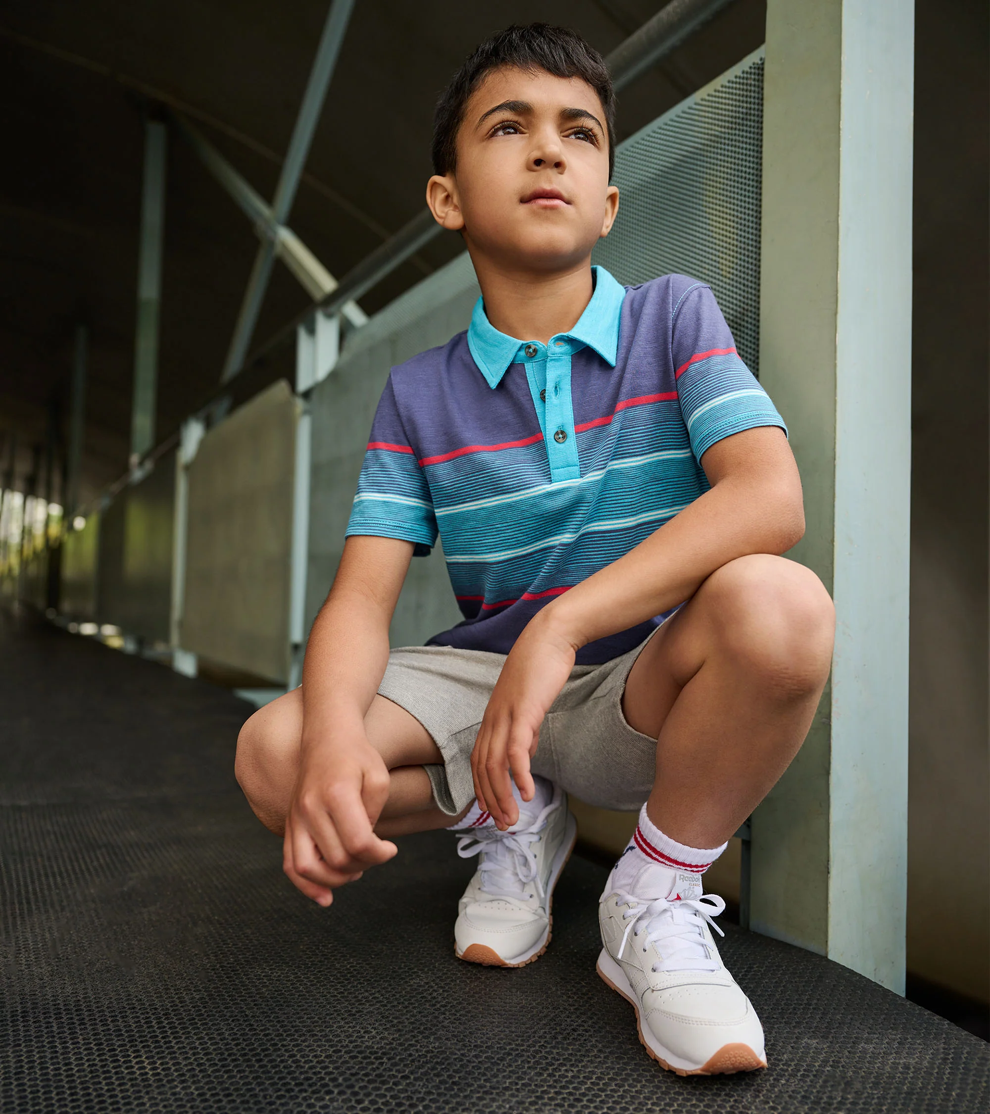 Boys Striped Blue Polo Tee - Image 2