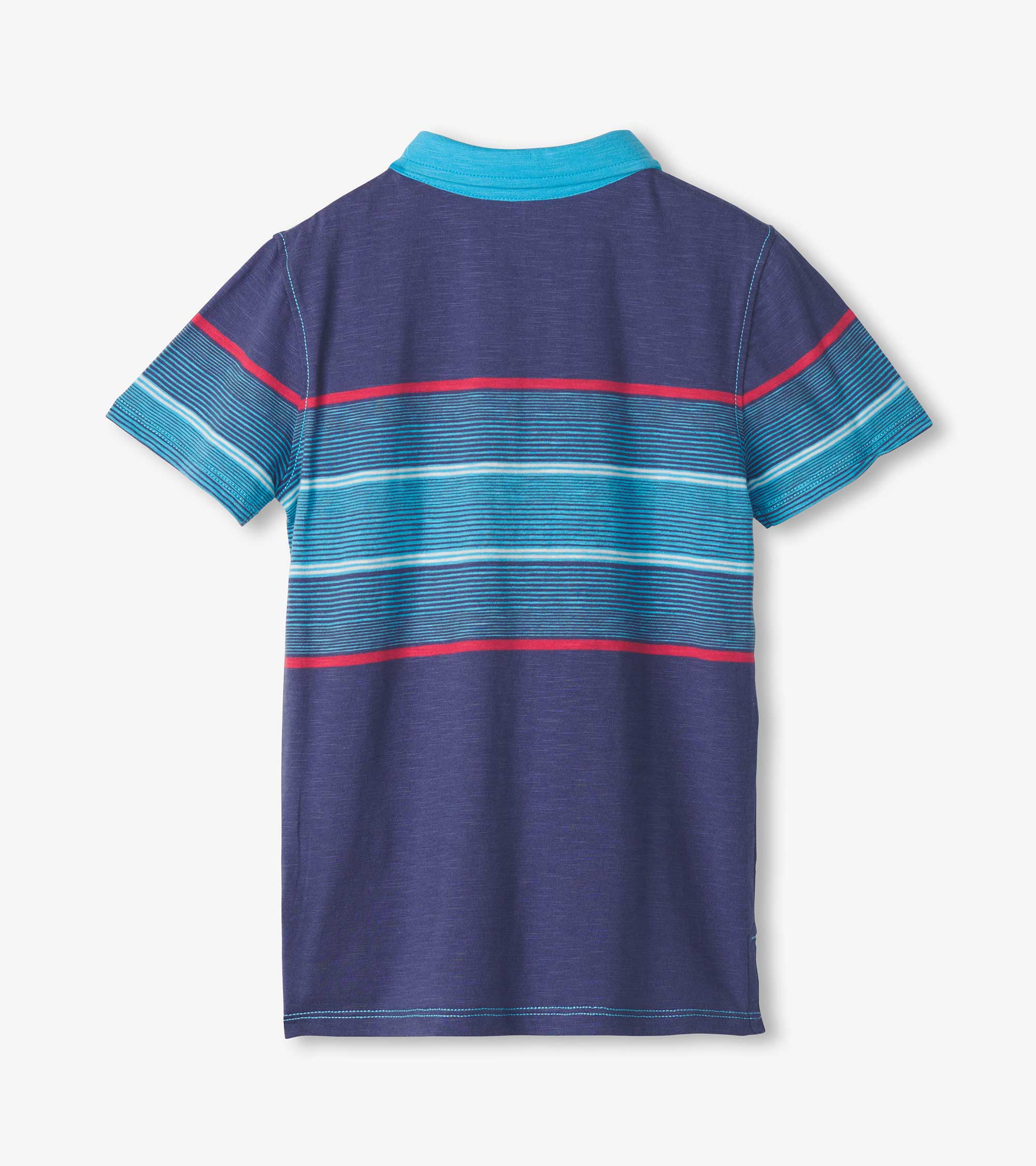 Boys Striped Blue Polo Tee - Image 3