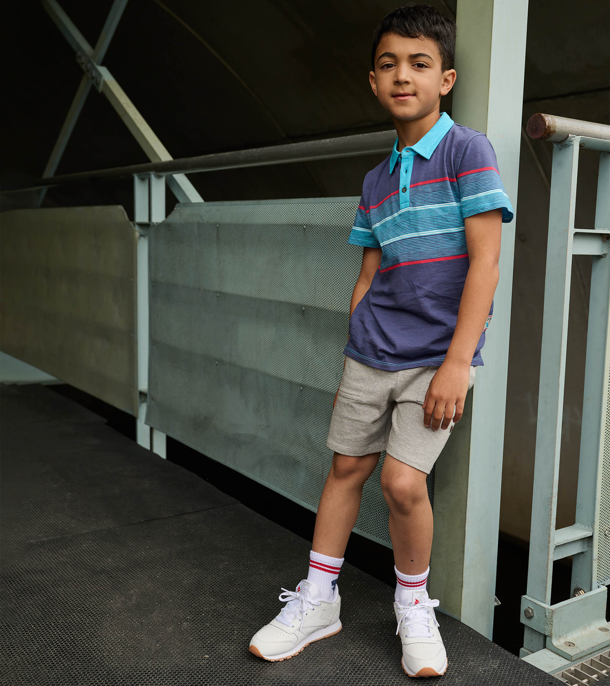 Boys Striped Blue Polo Tee - Image 4