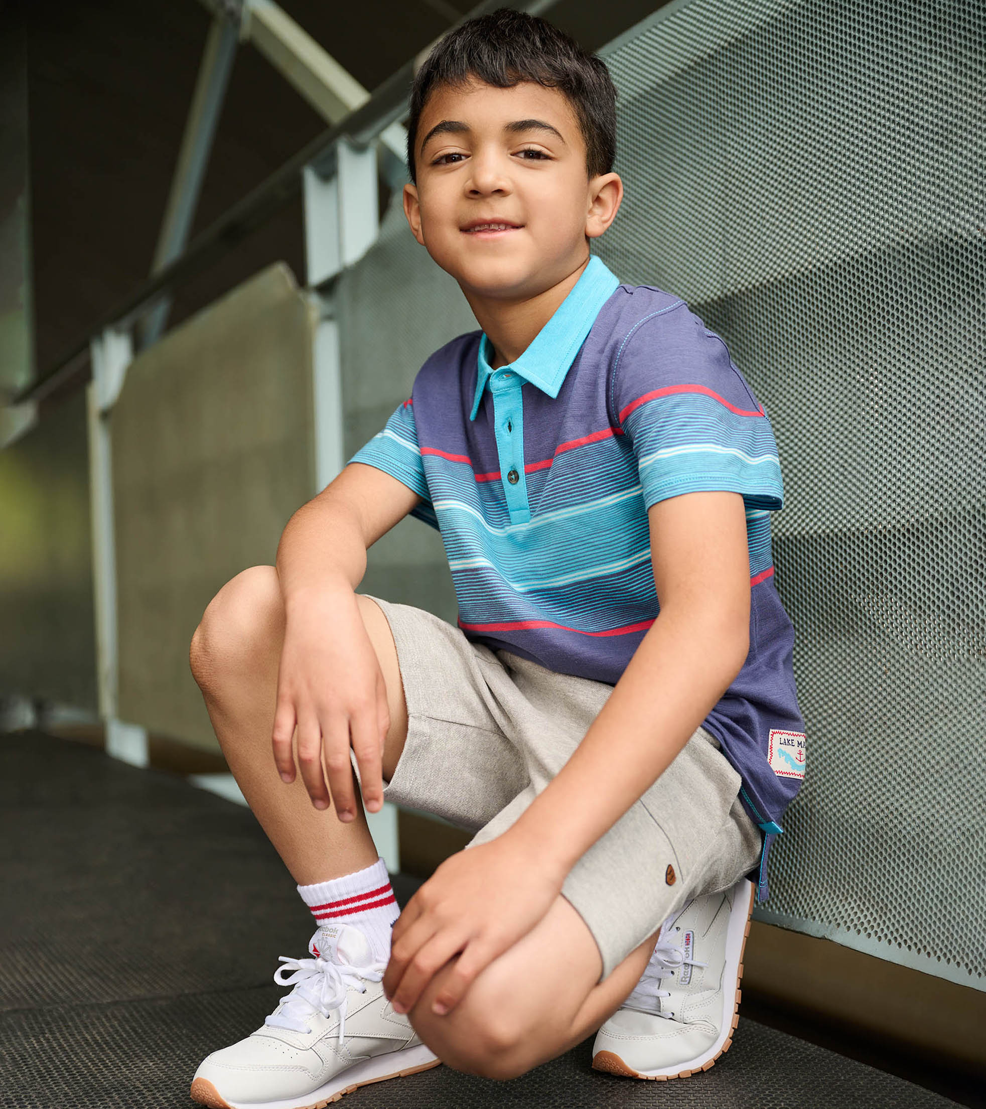 Boys Striped Blue Polo Tee - Image 5