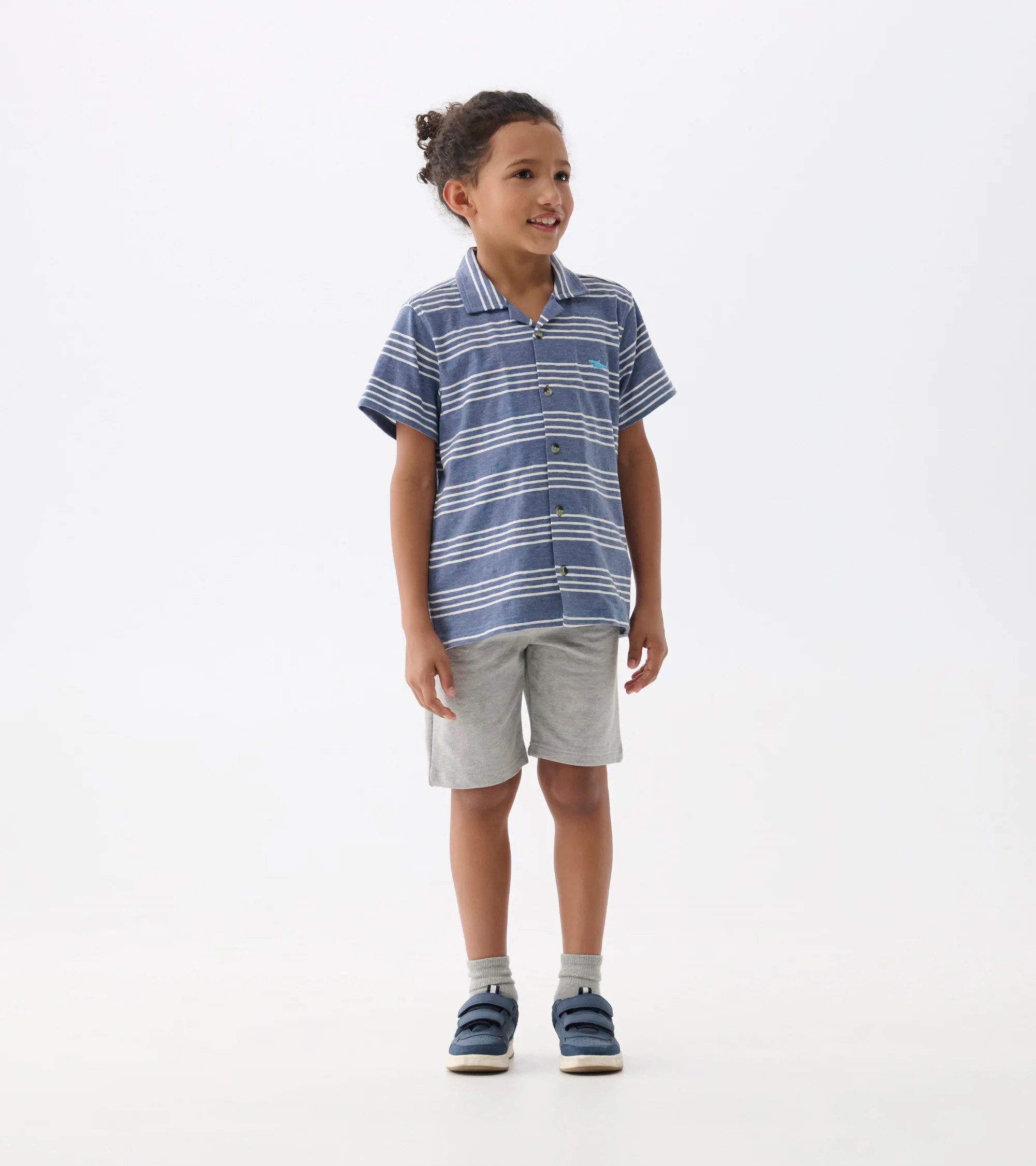 Boys Striped Nautical Jersey Button Down - Image 3