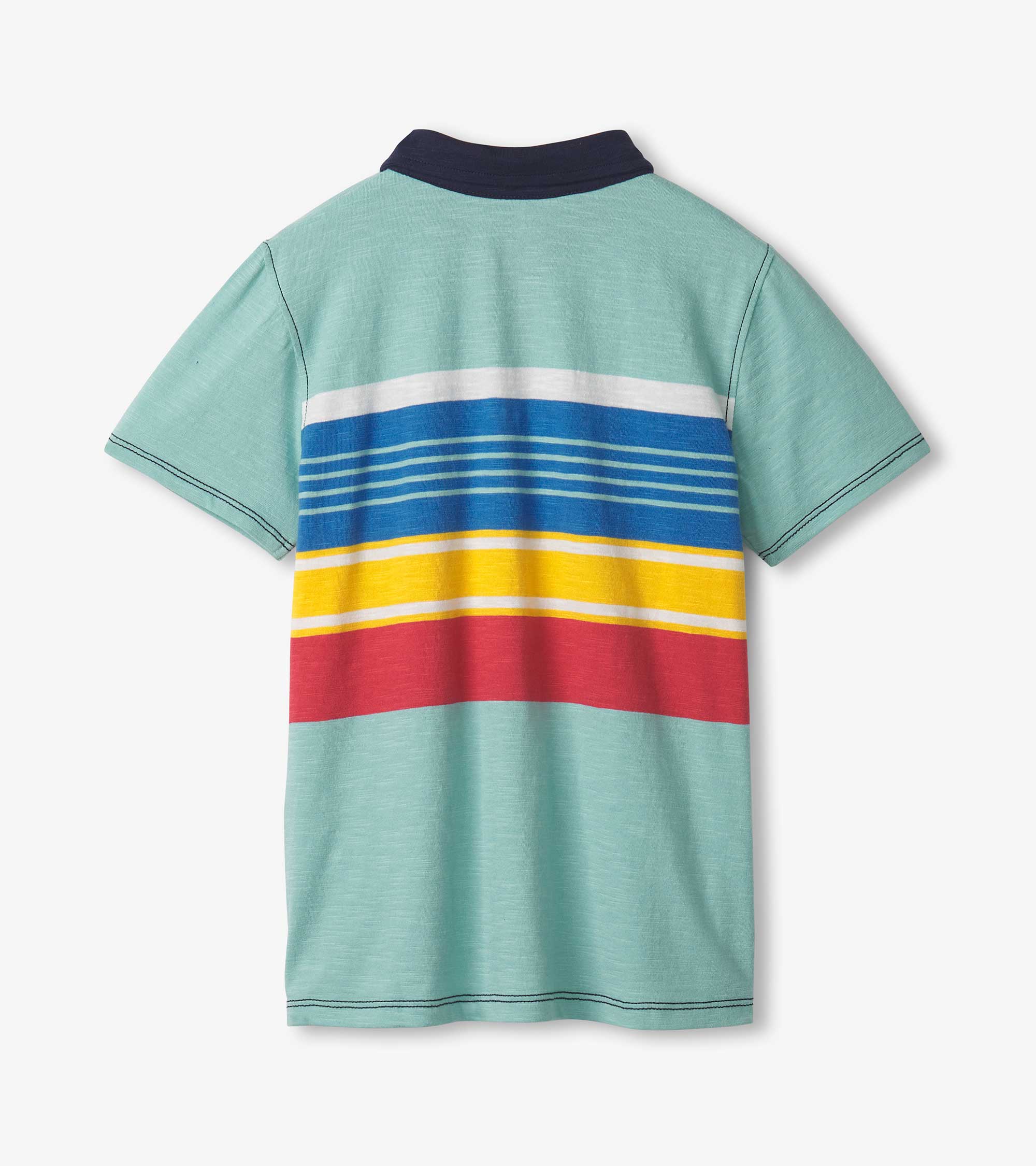 Boys Striped Teal Polo Tee - Image 4