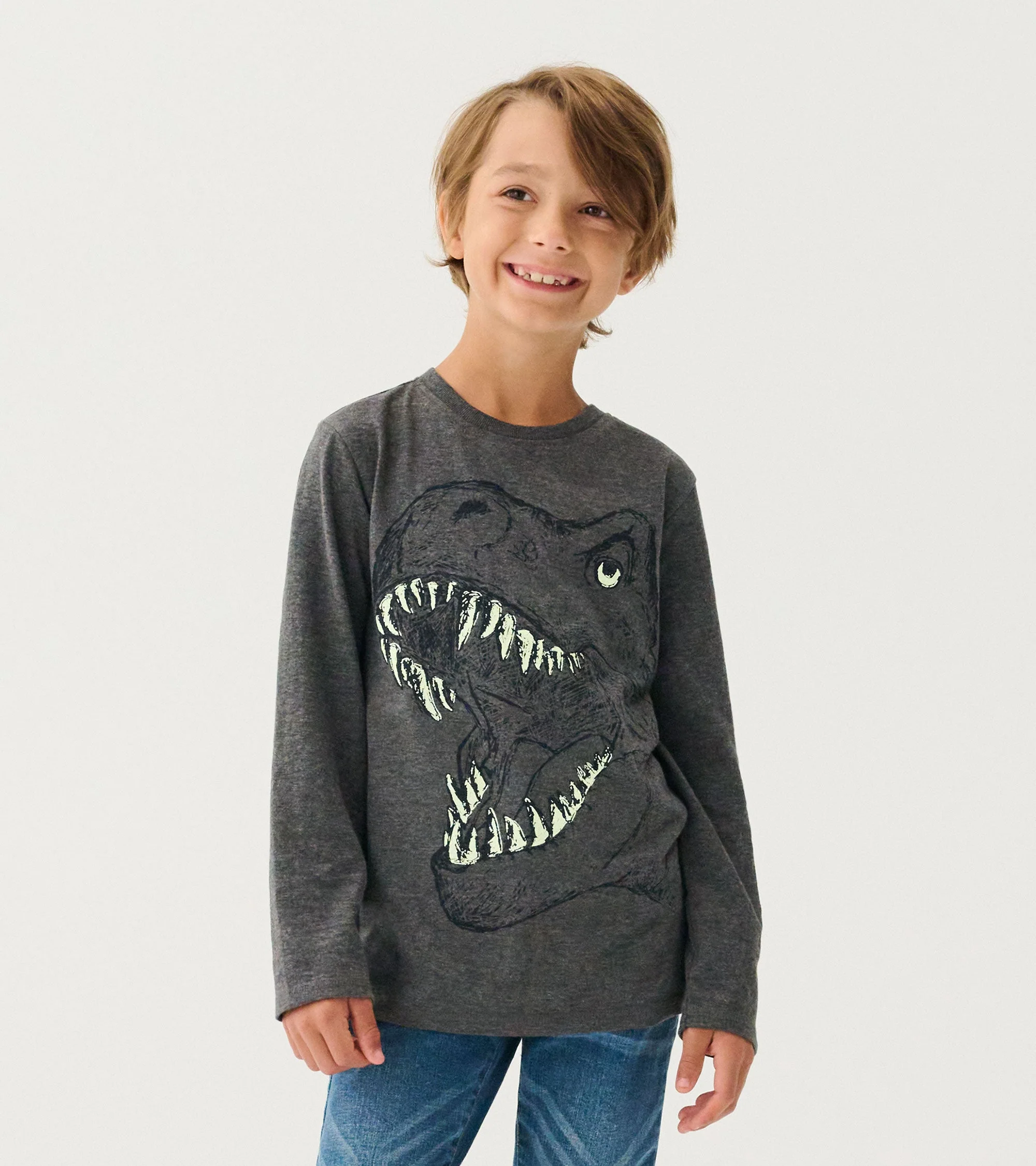 Boys T-Rex Glow in the Dark Long Sleeve T-Shirt - Image 3