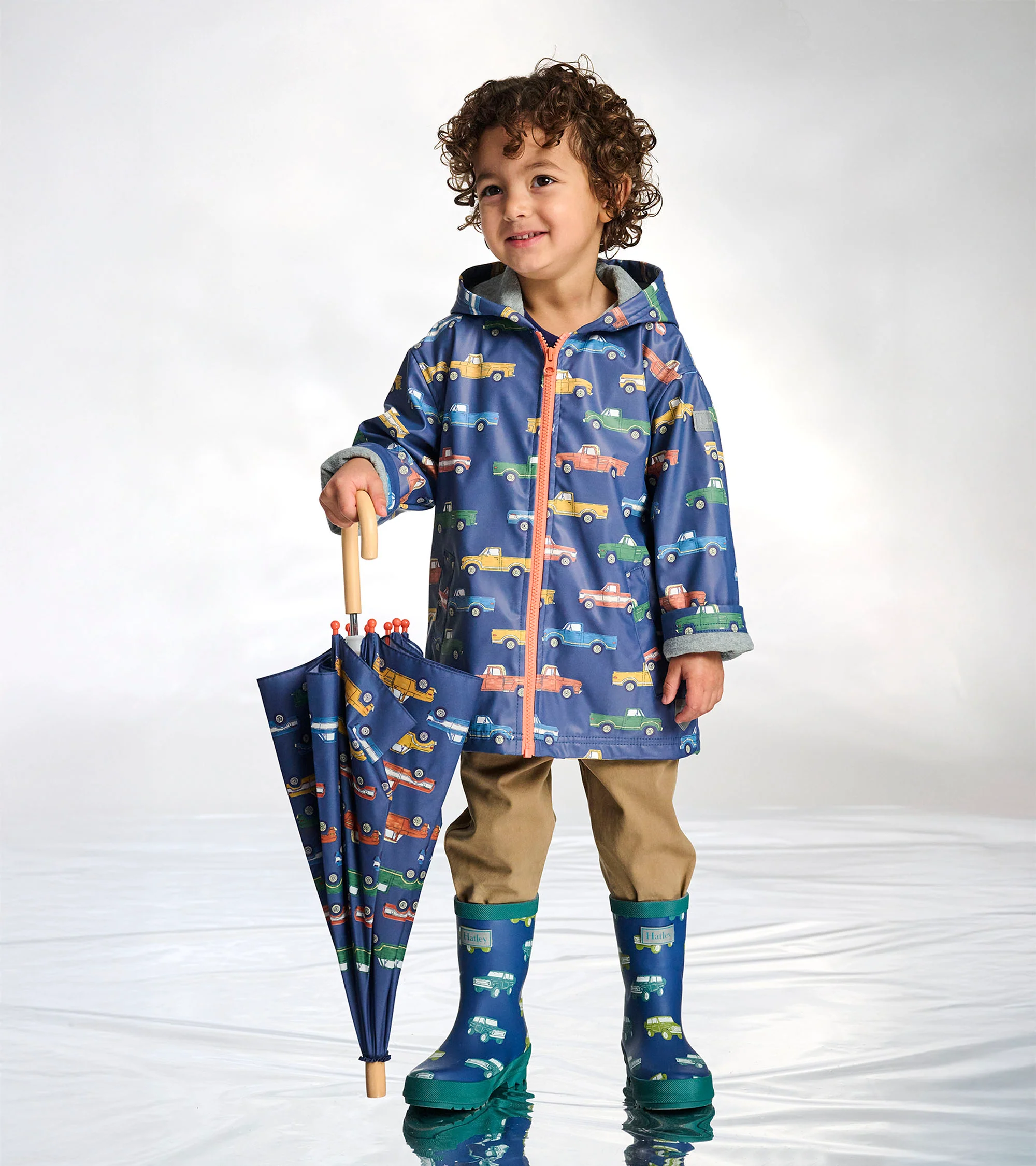 Boys Trucks Zip-Up Rain Jacket - Image 2