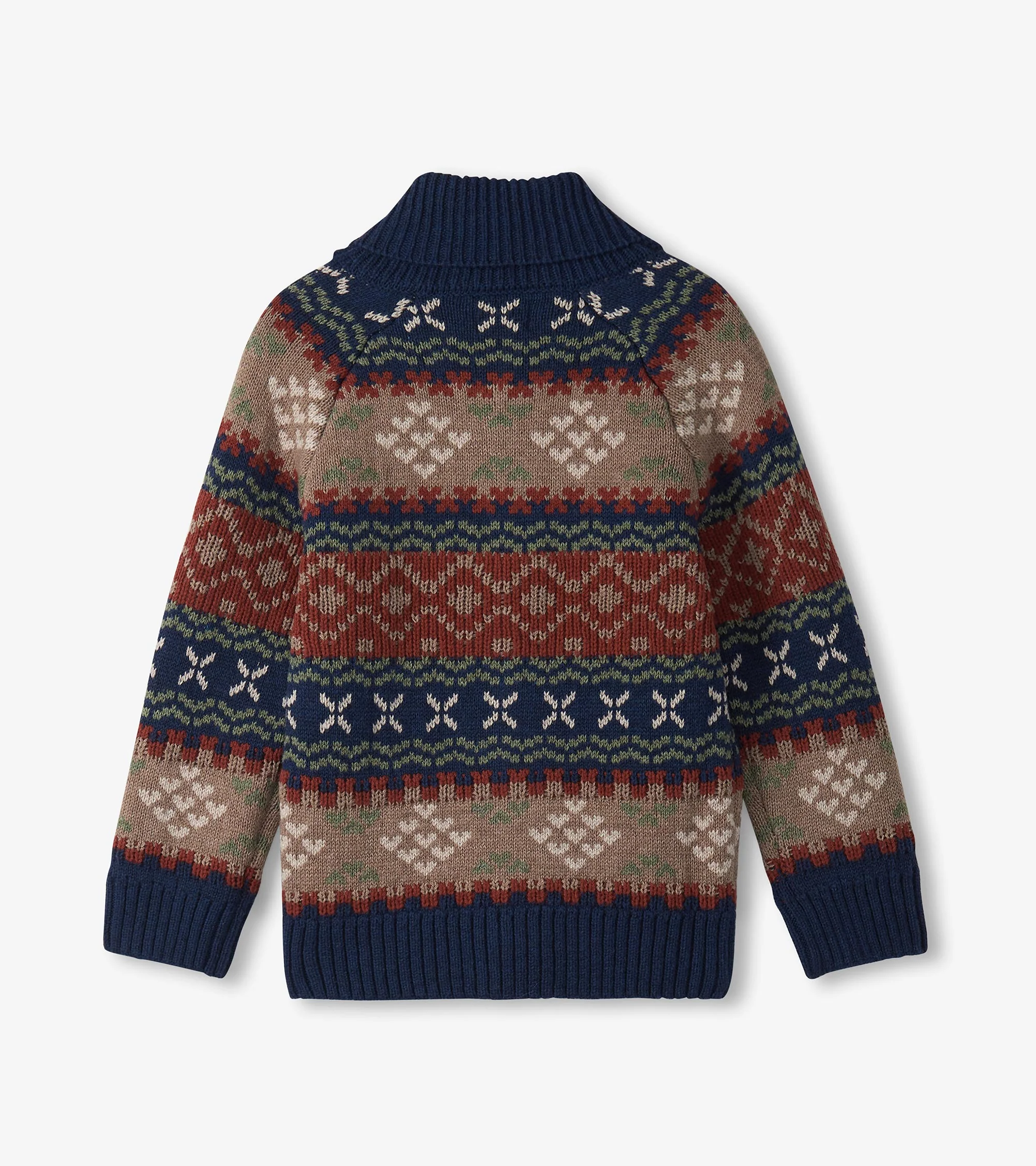 Boys Vintage Fair Isle Shawl Collar Cardigan - Image 3