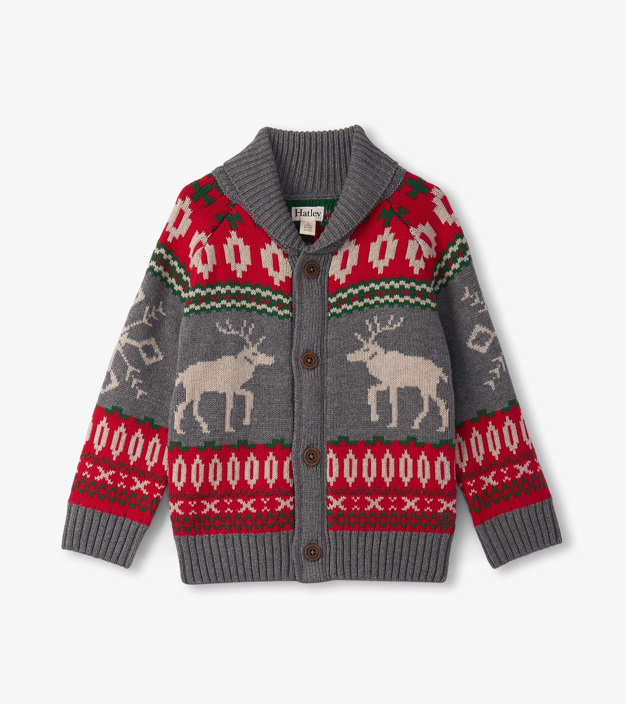 Boys Winter Elk Shawl Collar Cardigan