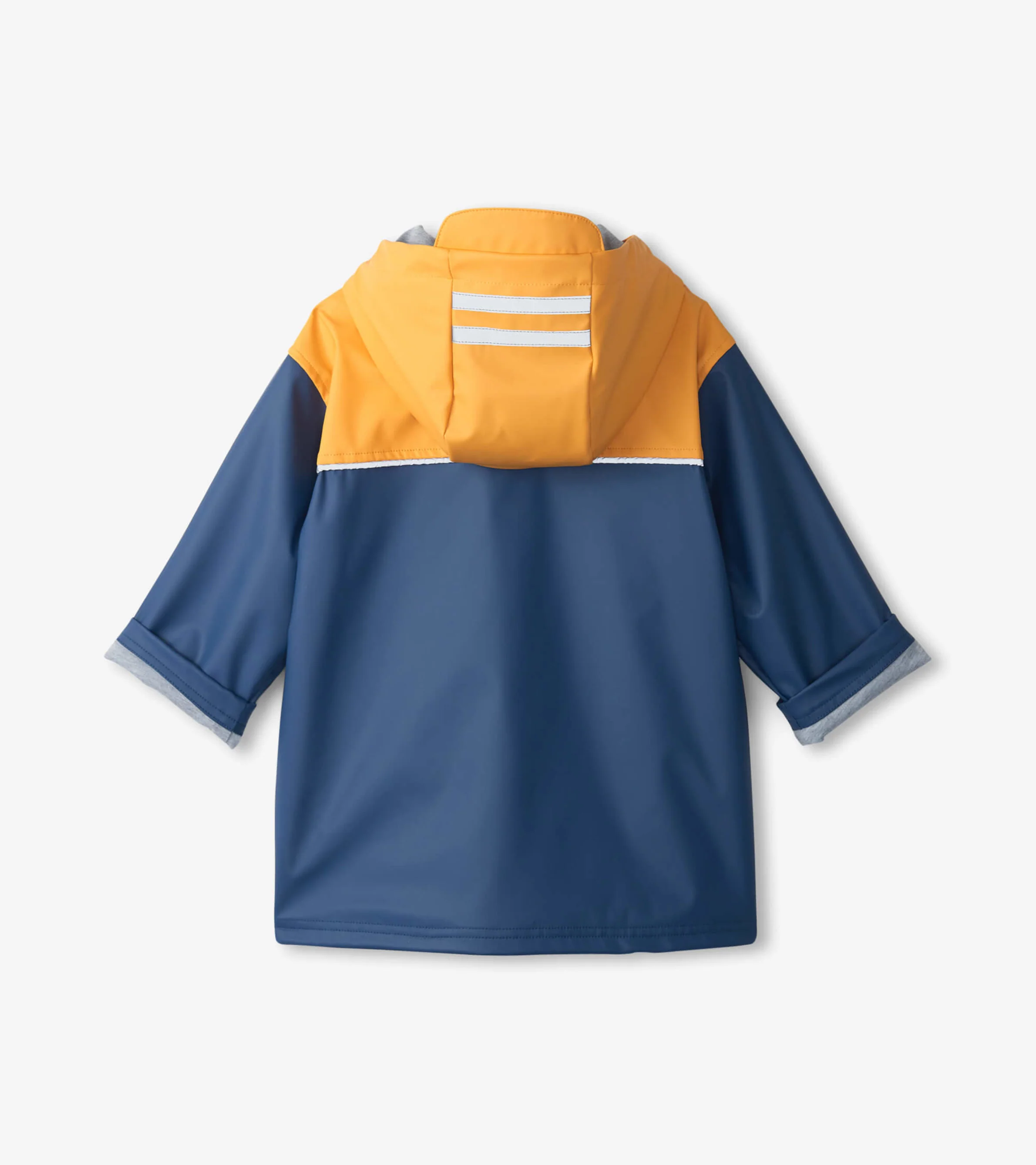 Kids Yellow & Navy Zip-Up Rain Jacket - Image 3