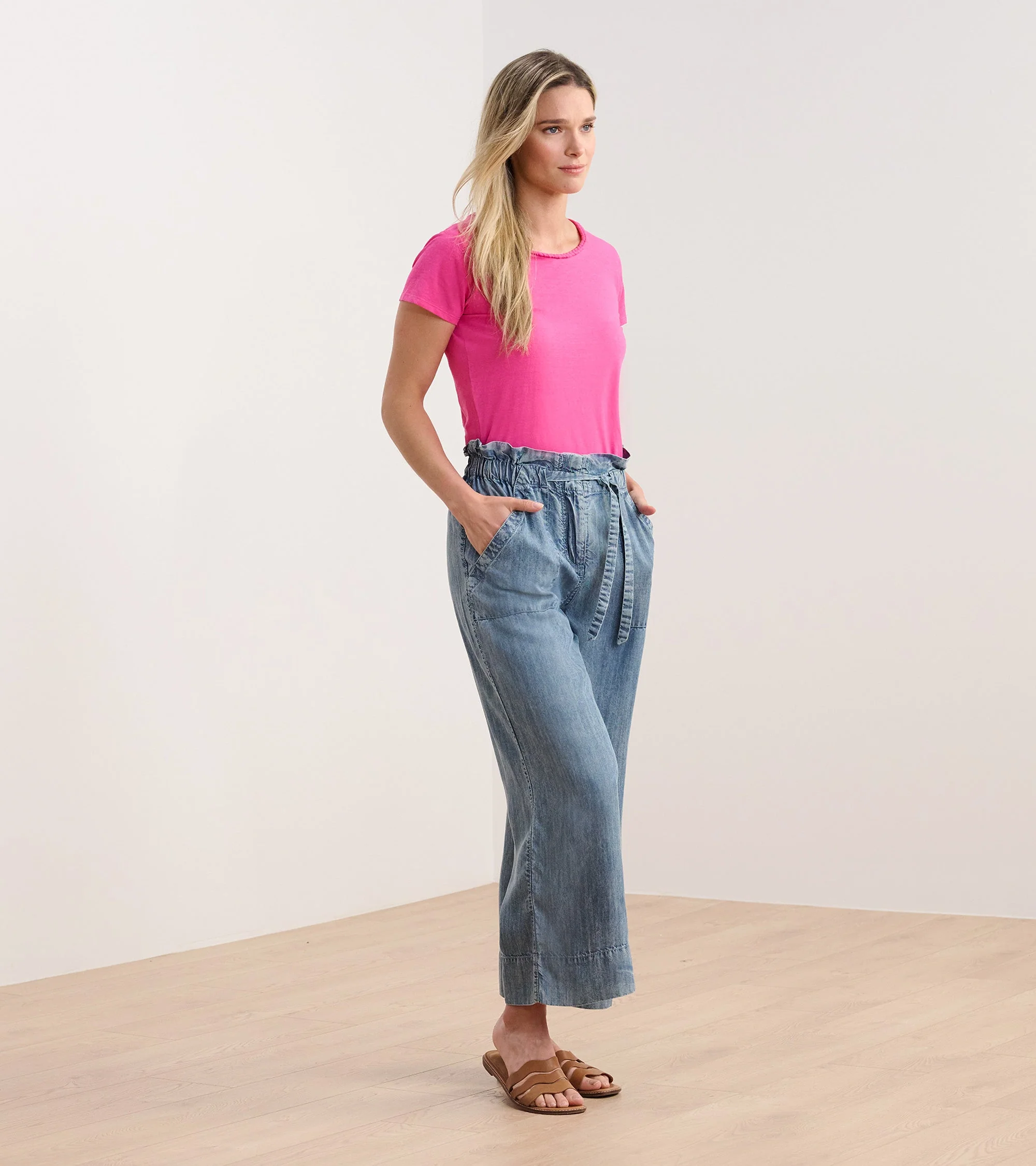 Braided Neck Tee - Fuschia - Image 3