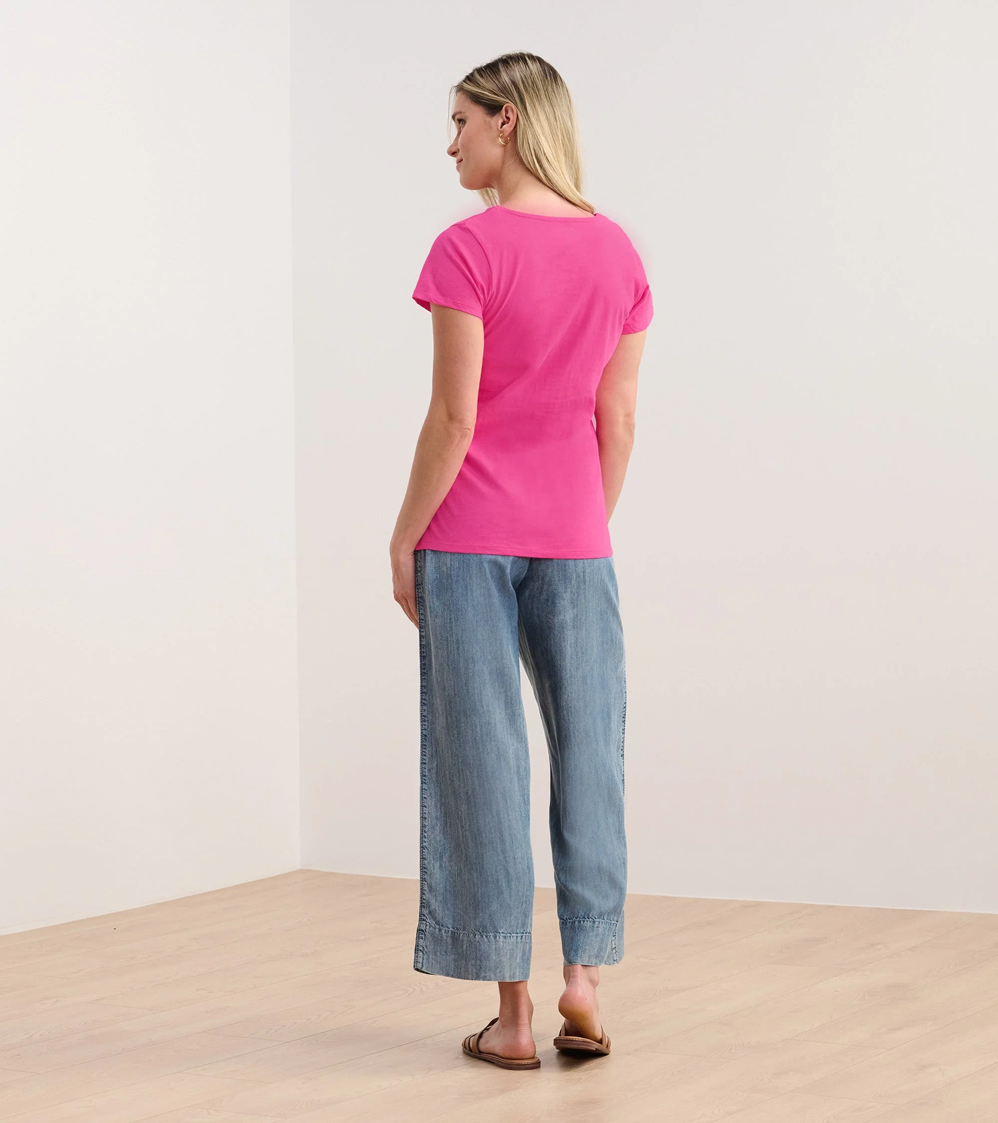 Braided Neck Tee - Fuschia - Image 4