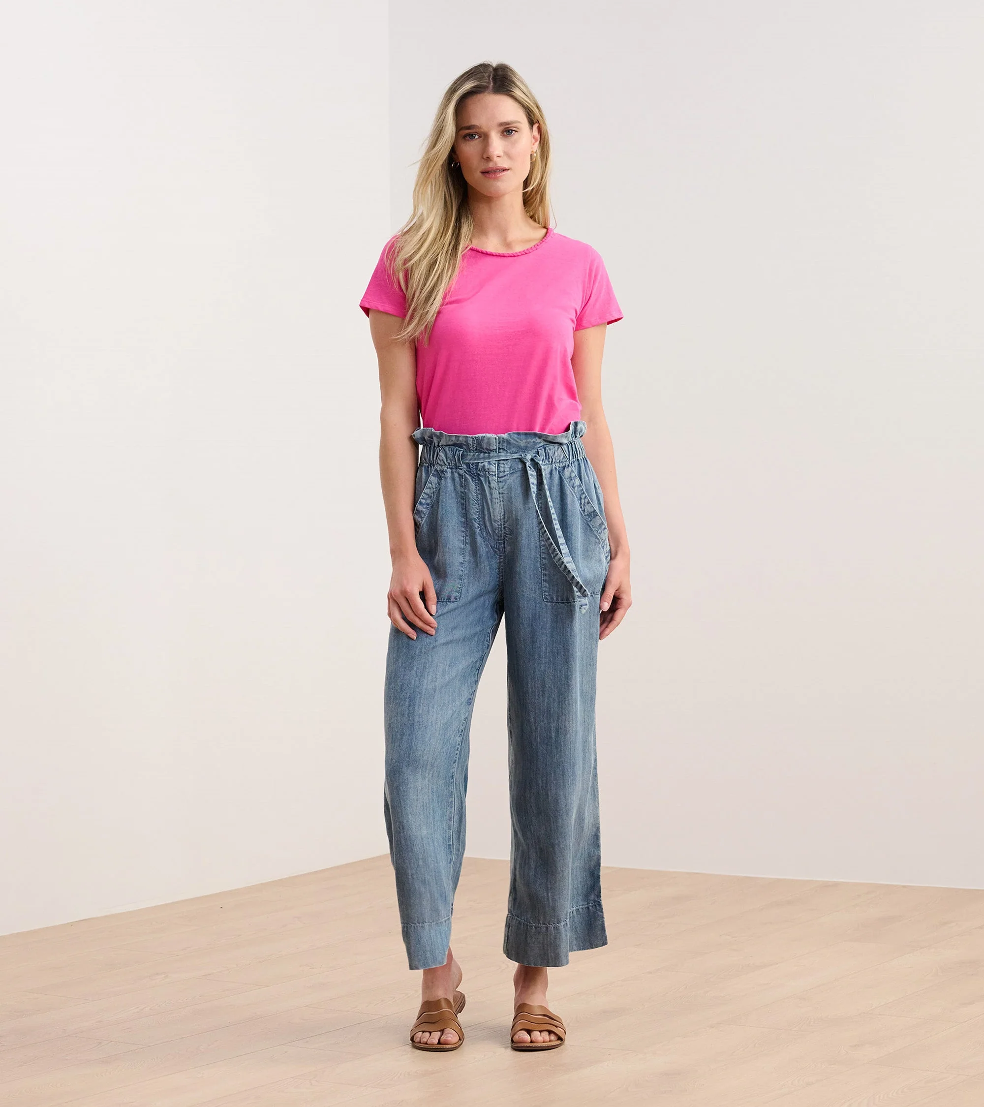 Braided Neck Tee - Fuschia - Image 5
