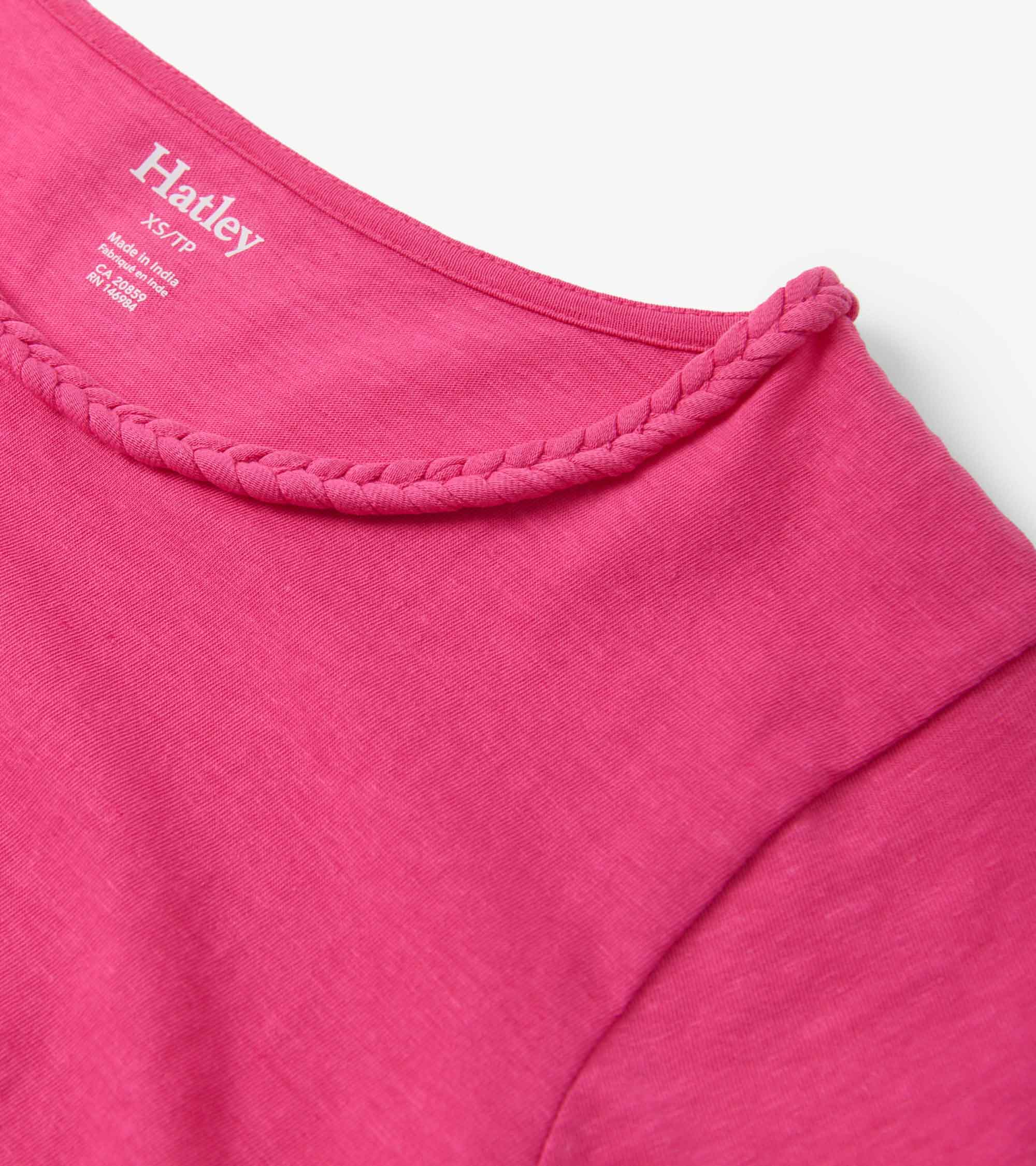 Braided Neck Tee - Fuschia - Image 6