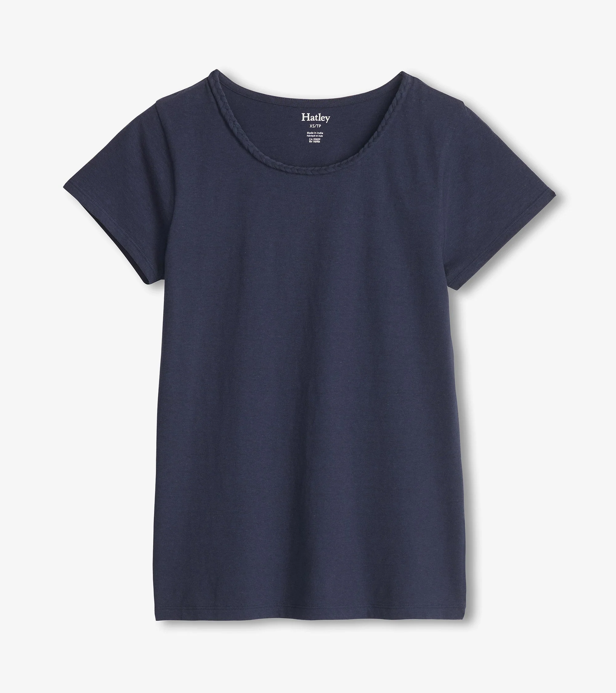 Braided Neck Tee - Navy - Image 2