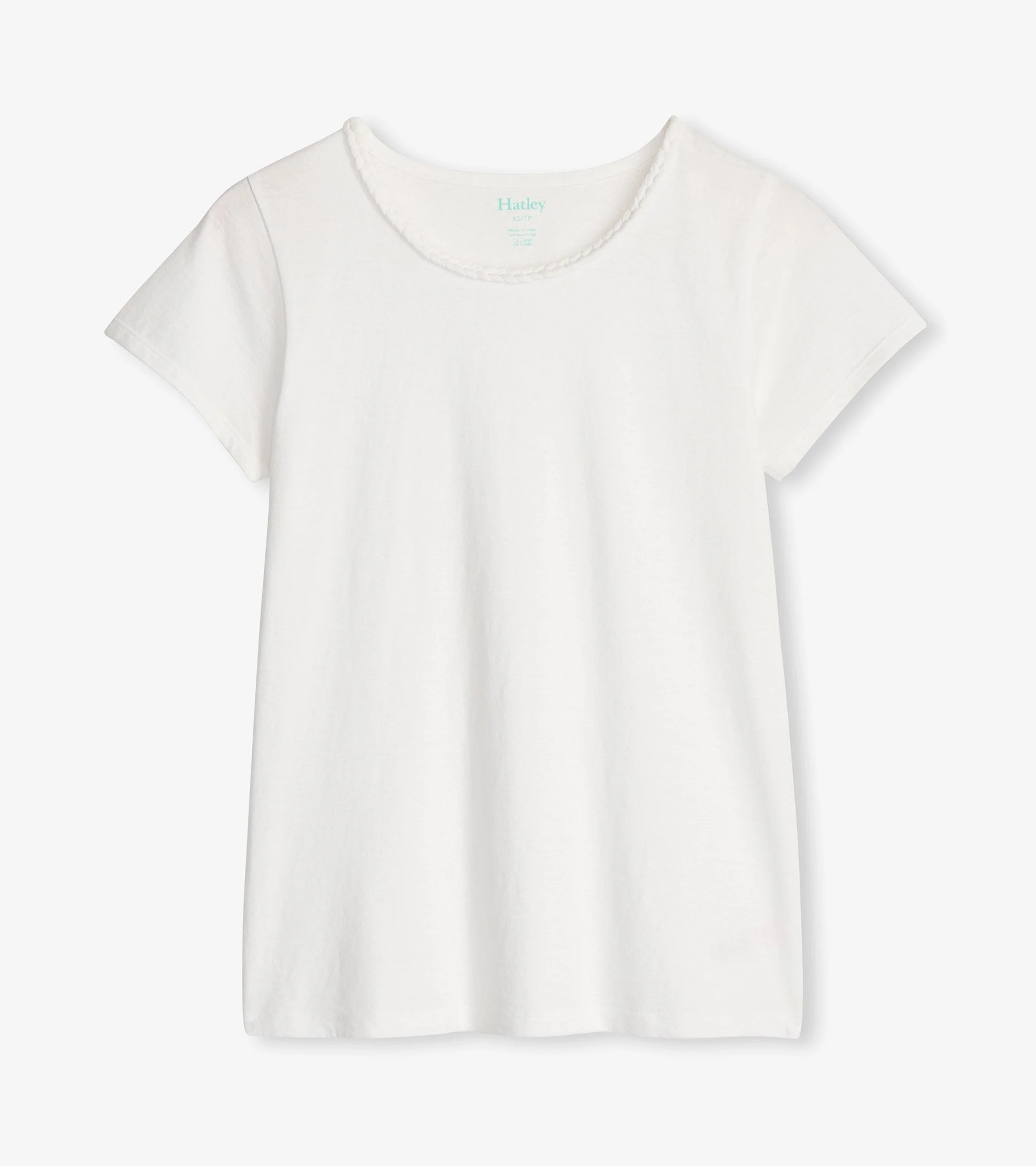 Braided Neck Tee - White - Image 2