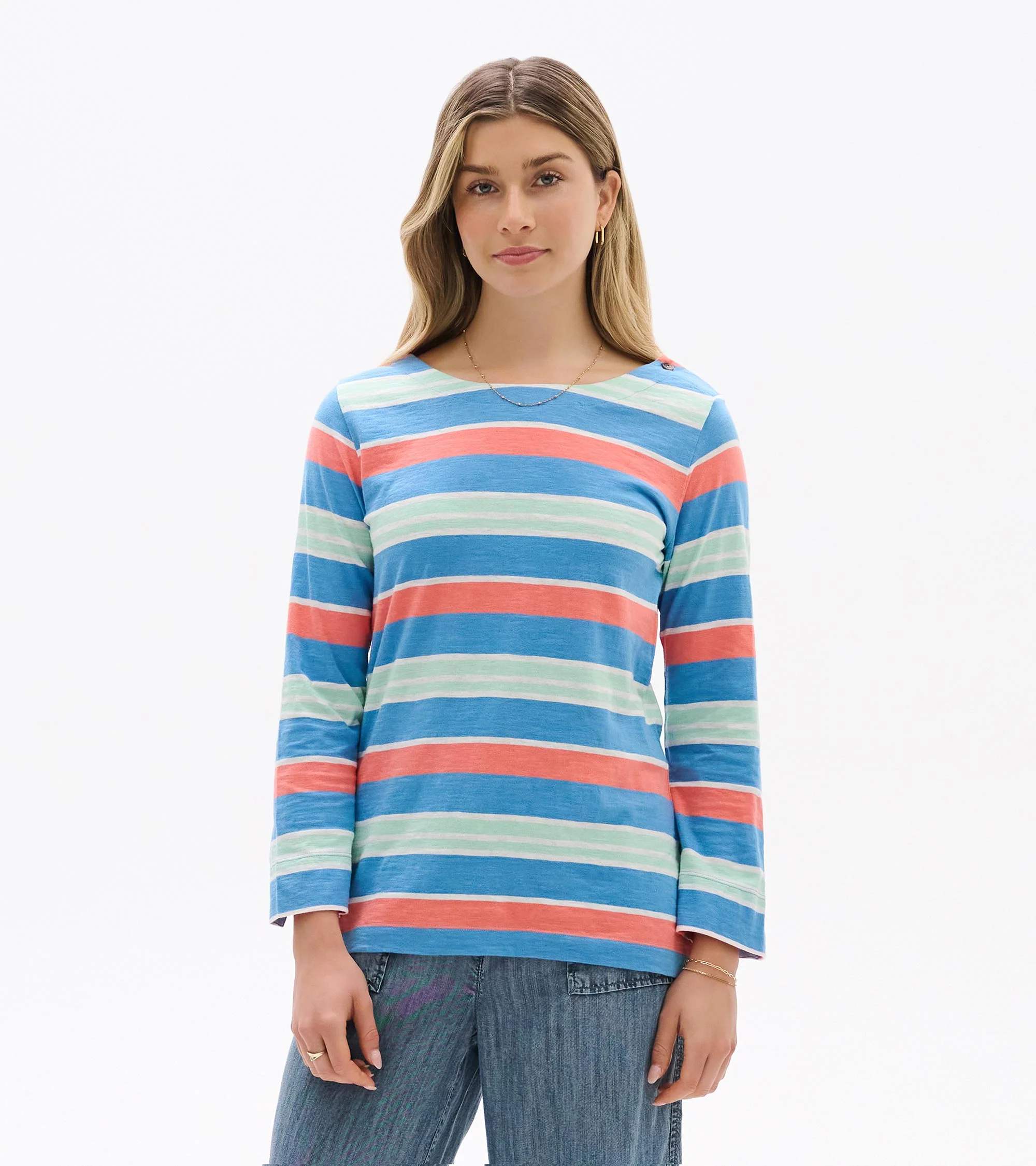 Button Breton - Azure Stripes