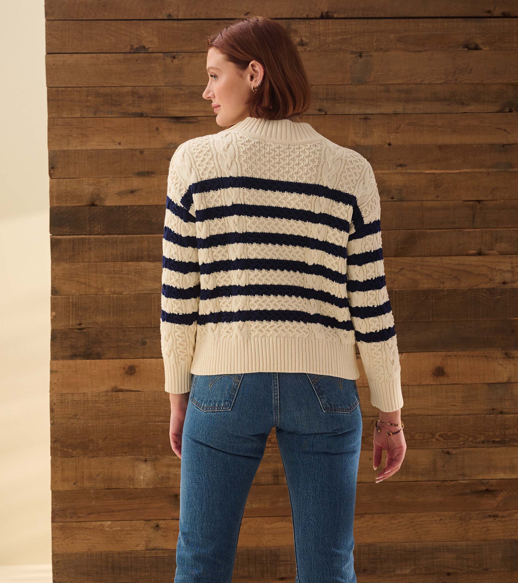 Button Neck Sweater - French Stripe - Image 6