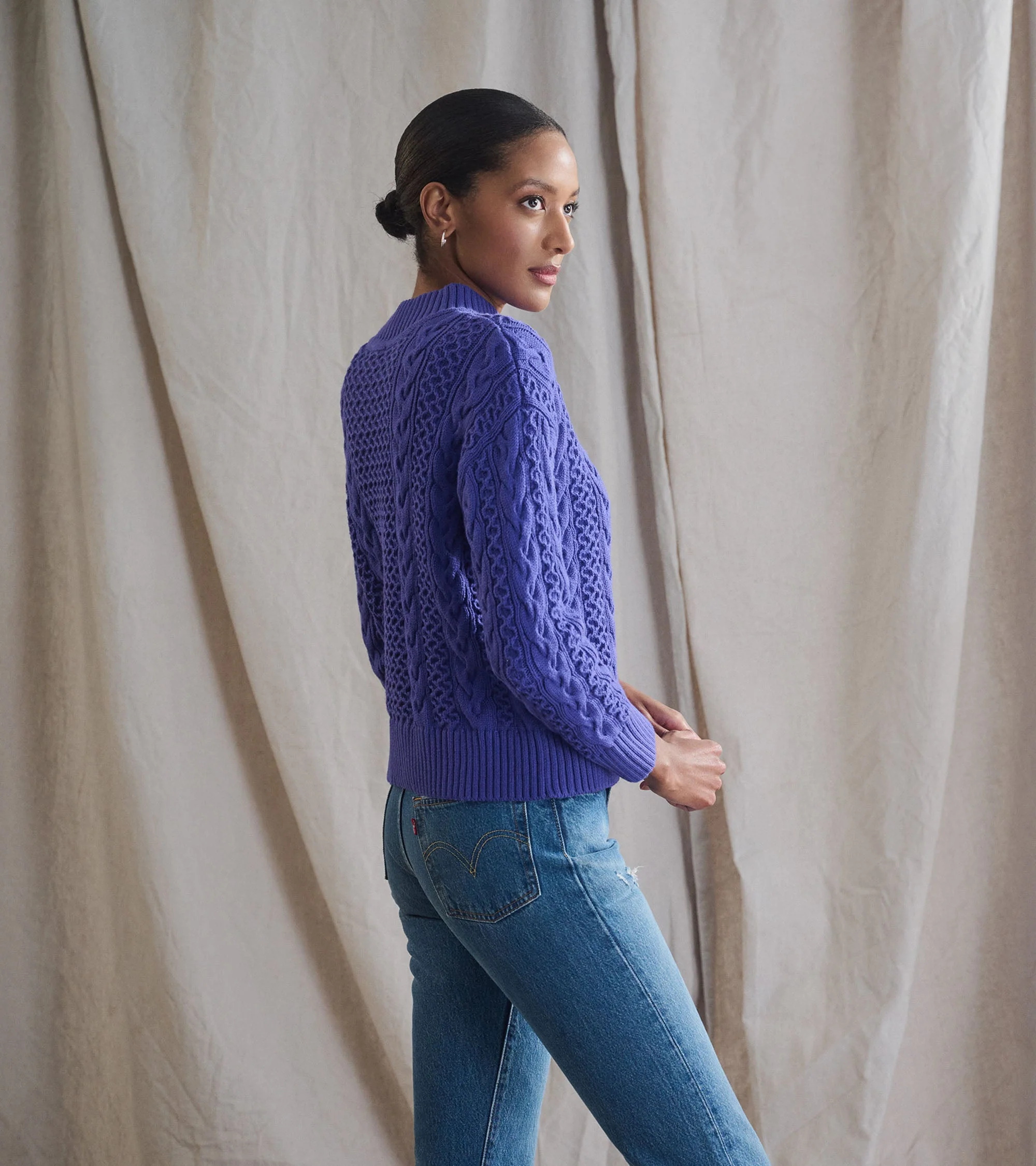 Button Neck Sweater - Ultra Violet - Image 4