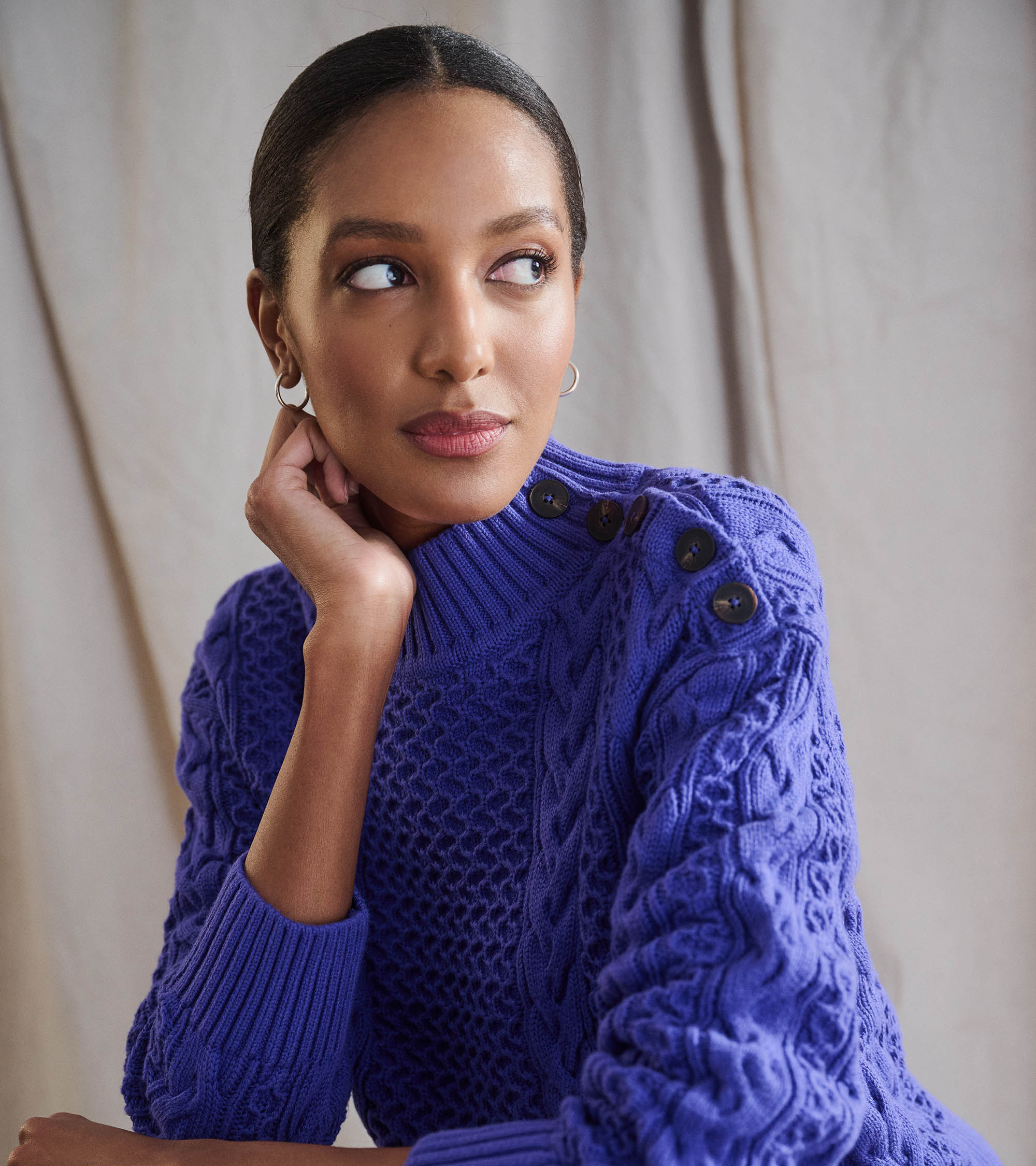 Button Neck Sweater - Ultra Violet - Image 6