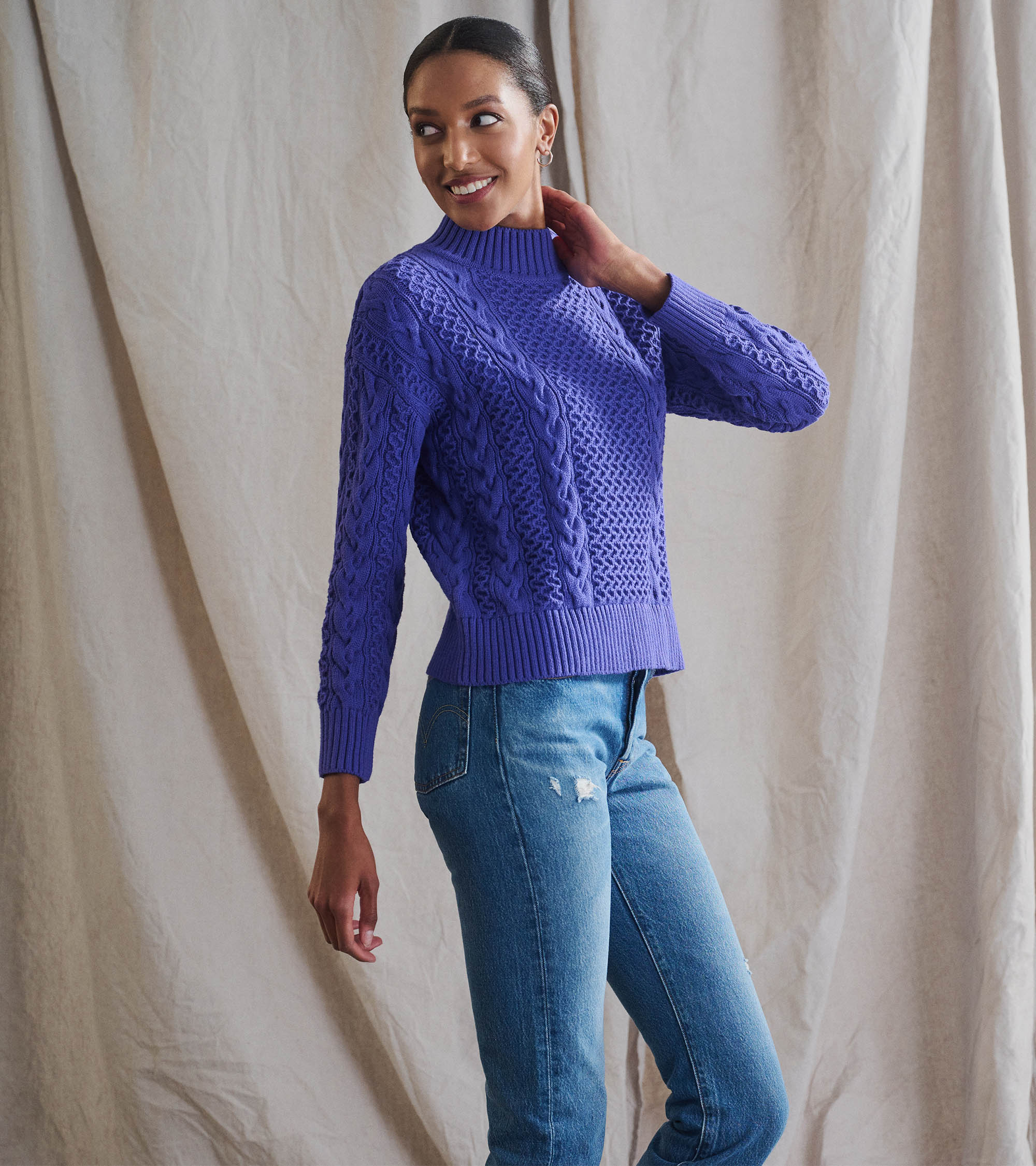 Button Neck Sweater - Ultra Violet - Image 7