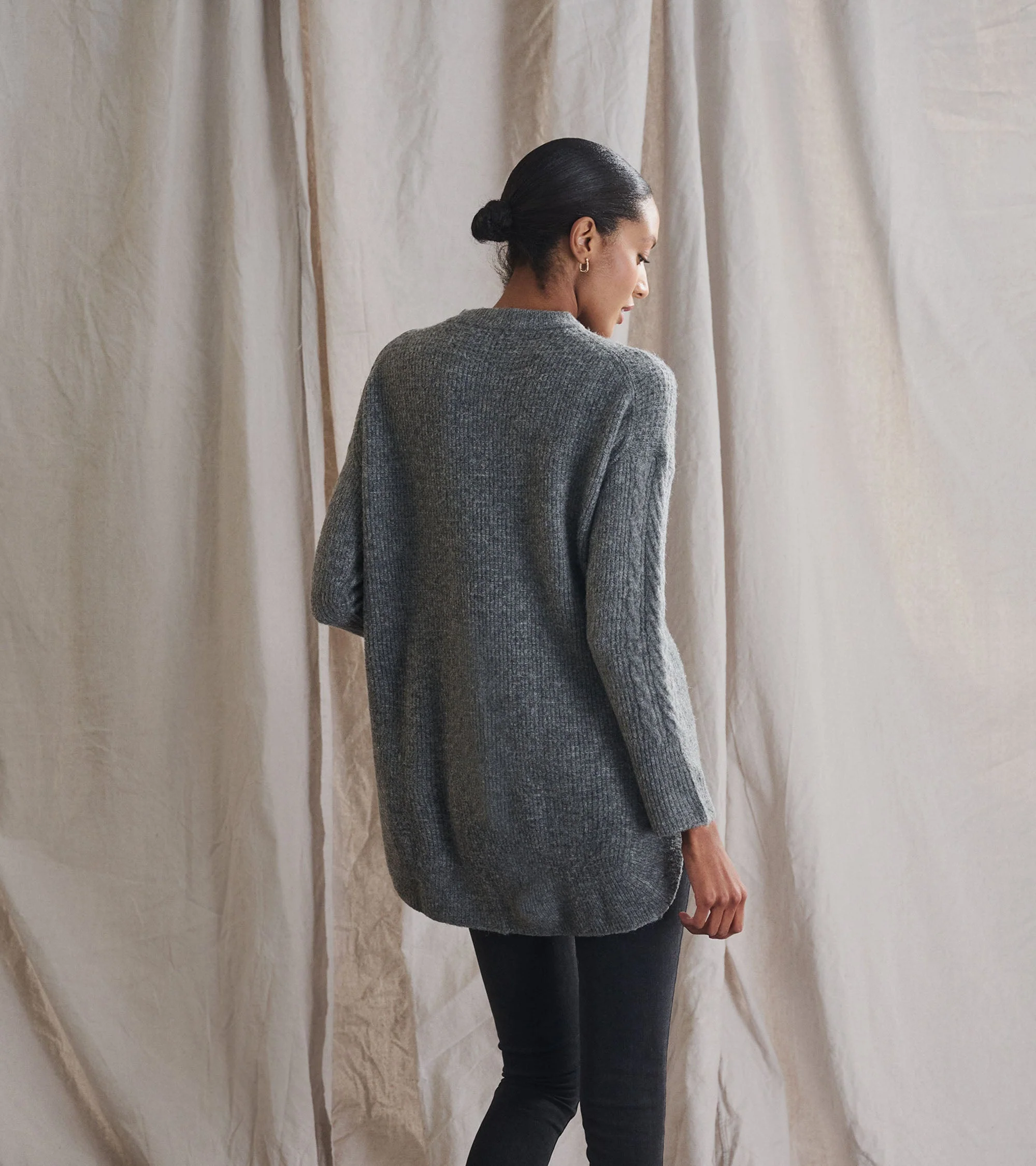 Cable Knit Tunic - Charcoal Heather - Image 6