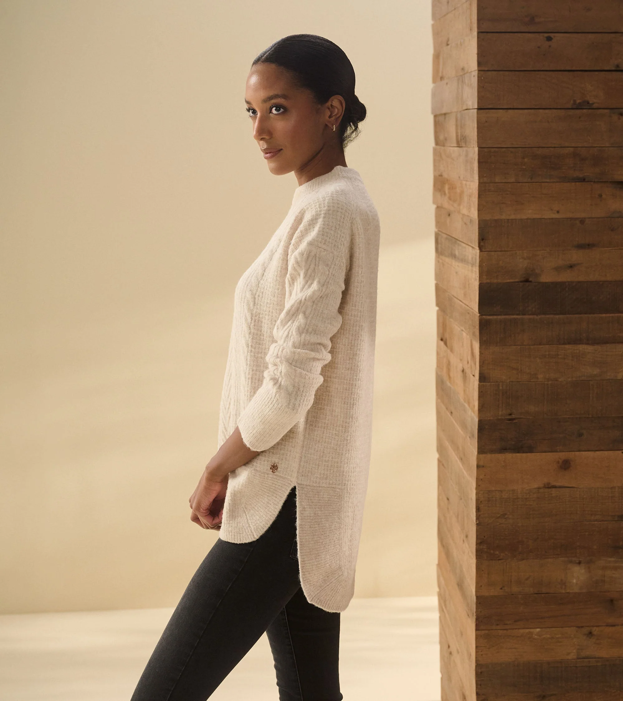 Cable Knit Tunic - Oatmeal Heather - Image 3