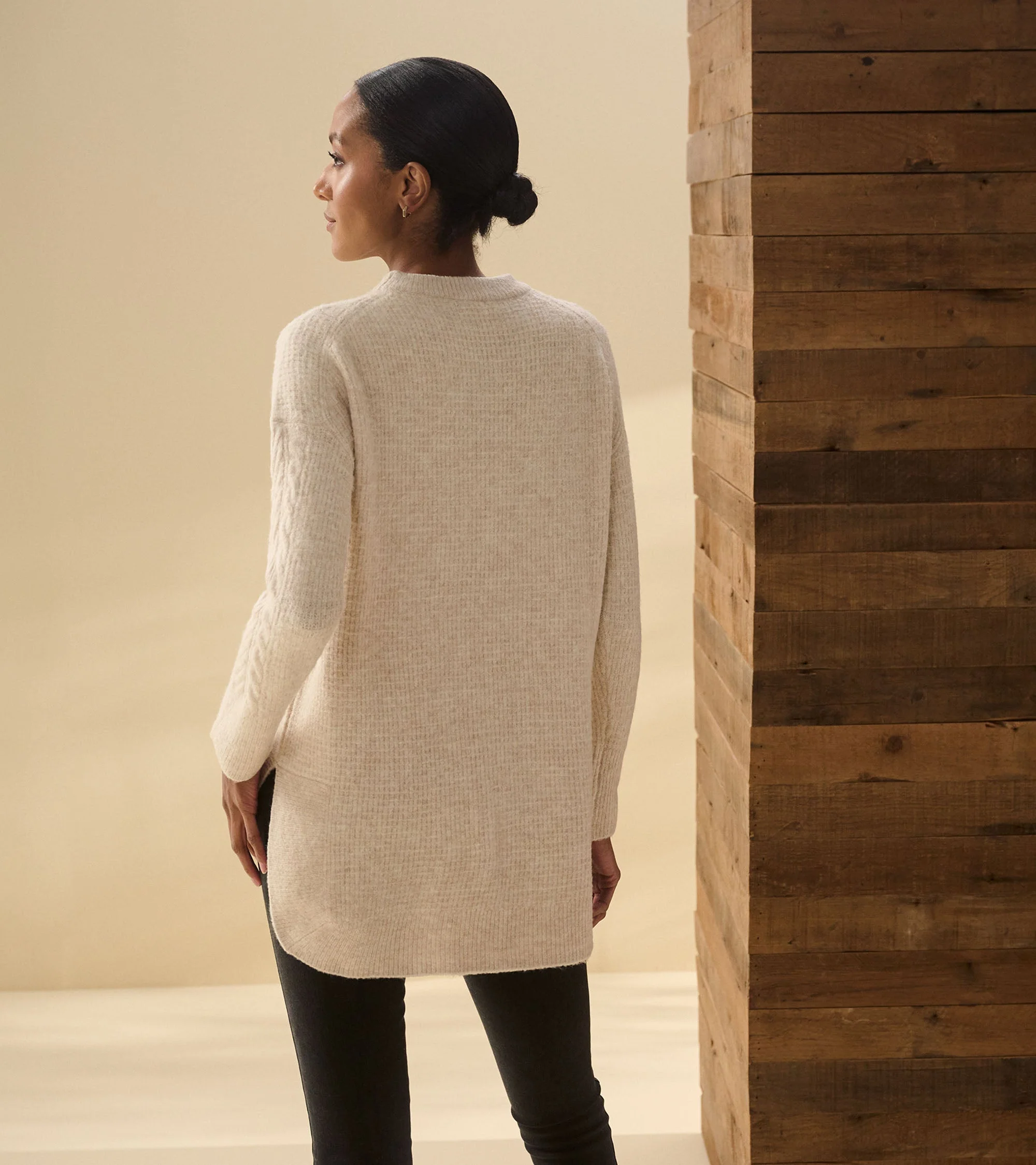 Cable Knit Tunic - Oatmeal Heather - Image 4