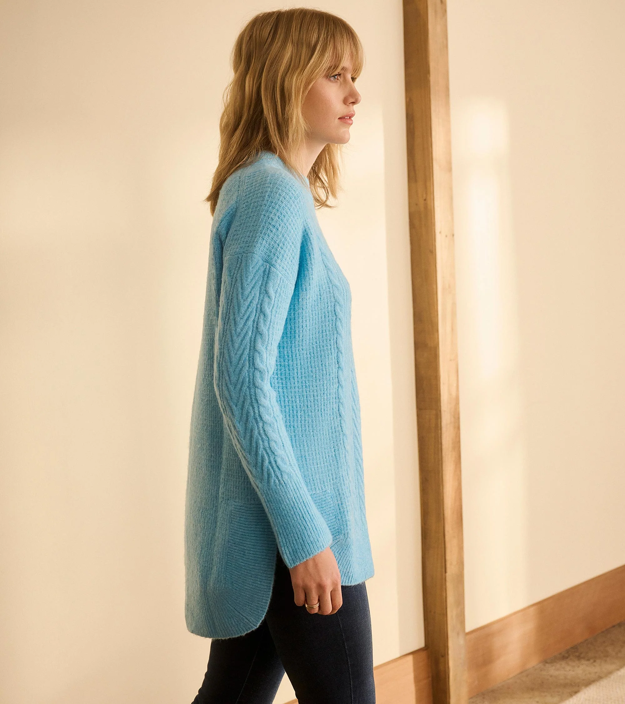 Cable Knit Tunic - Sky Blue - Image 4