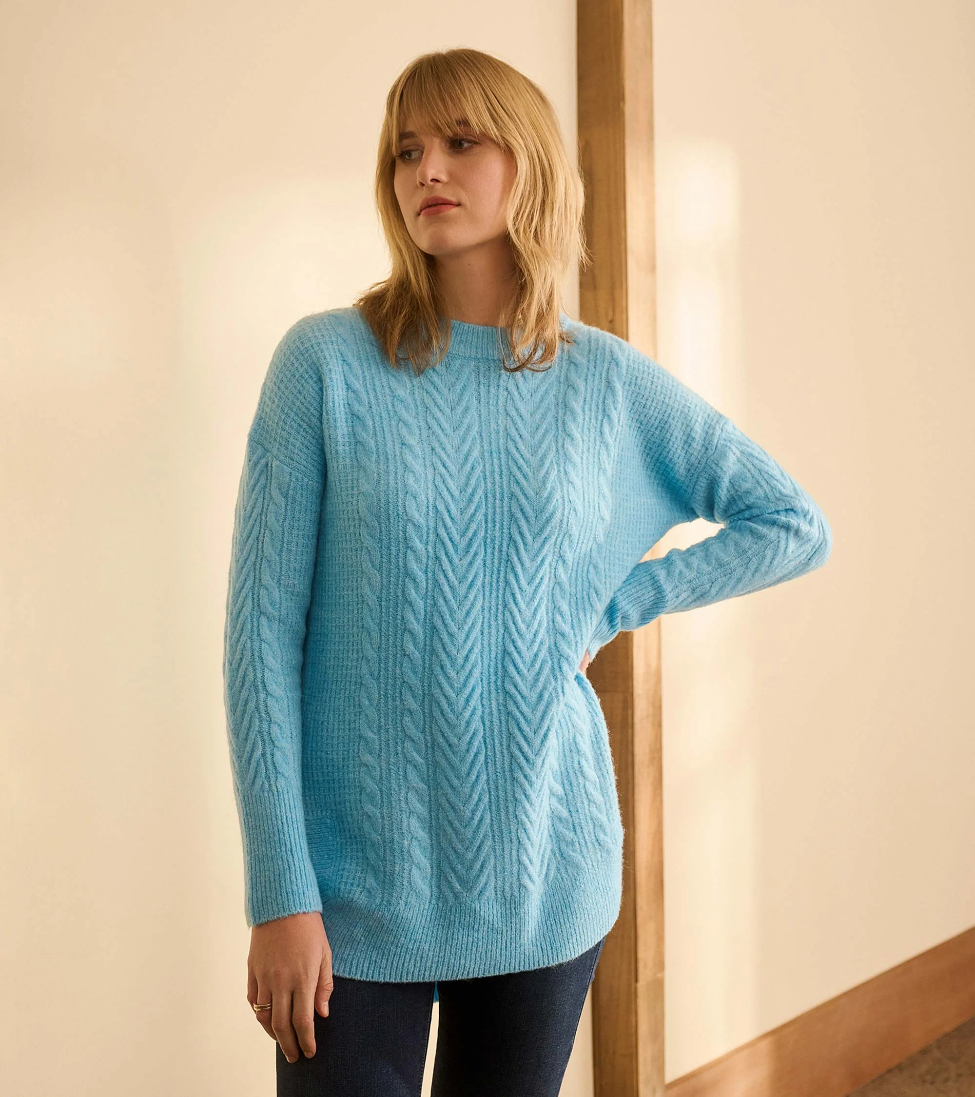 Cable Knit Tunic - Sky Blue - Image 5