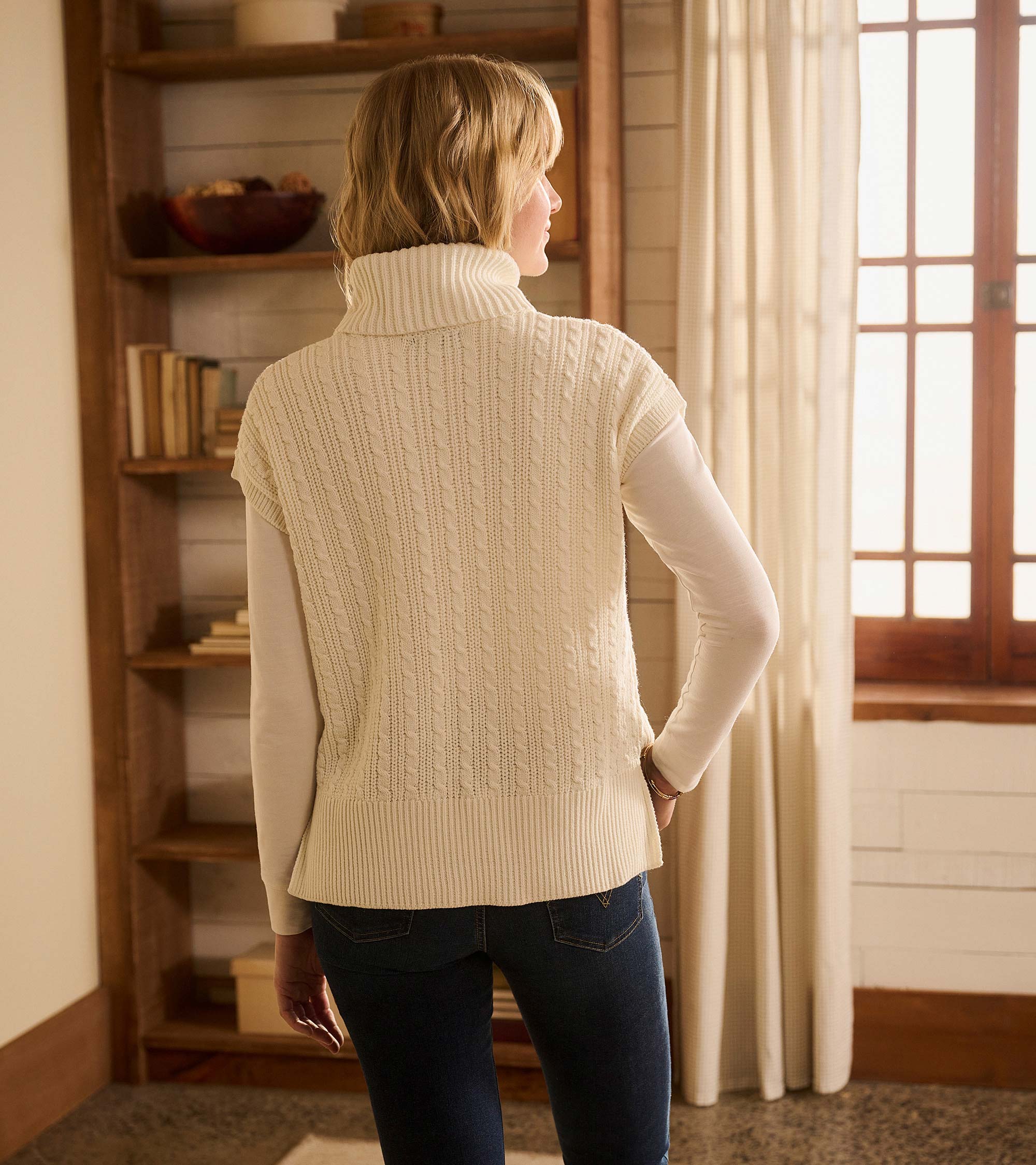 Cable Knit Vest - Winter White - Image 4