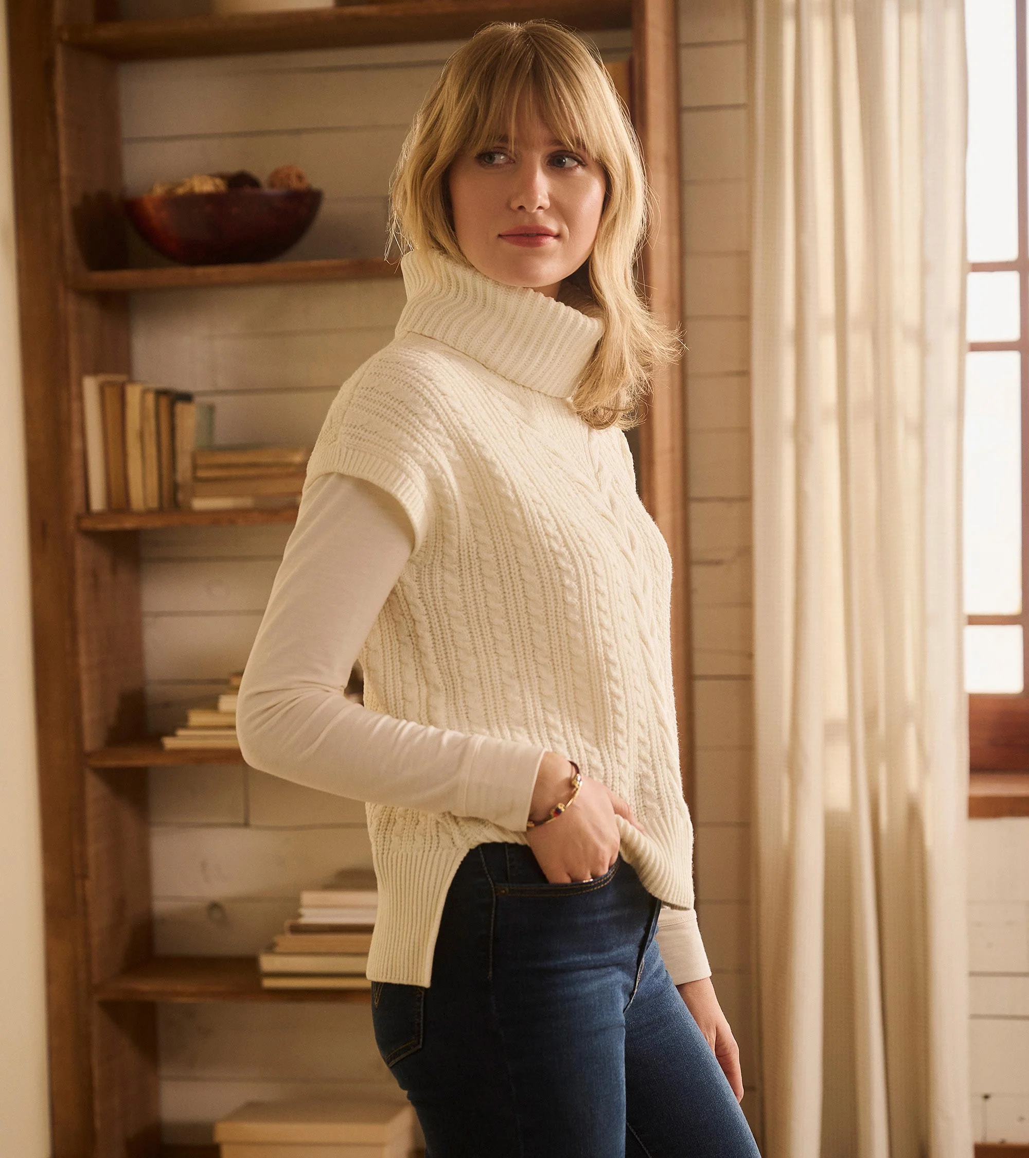 Cable Knit Vest - Winter White - Image 5