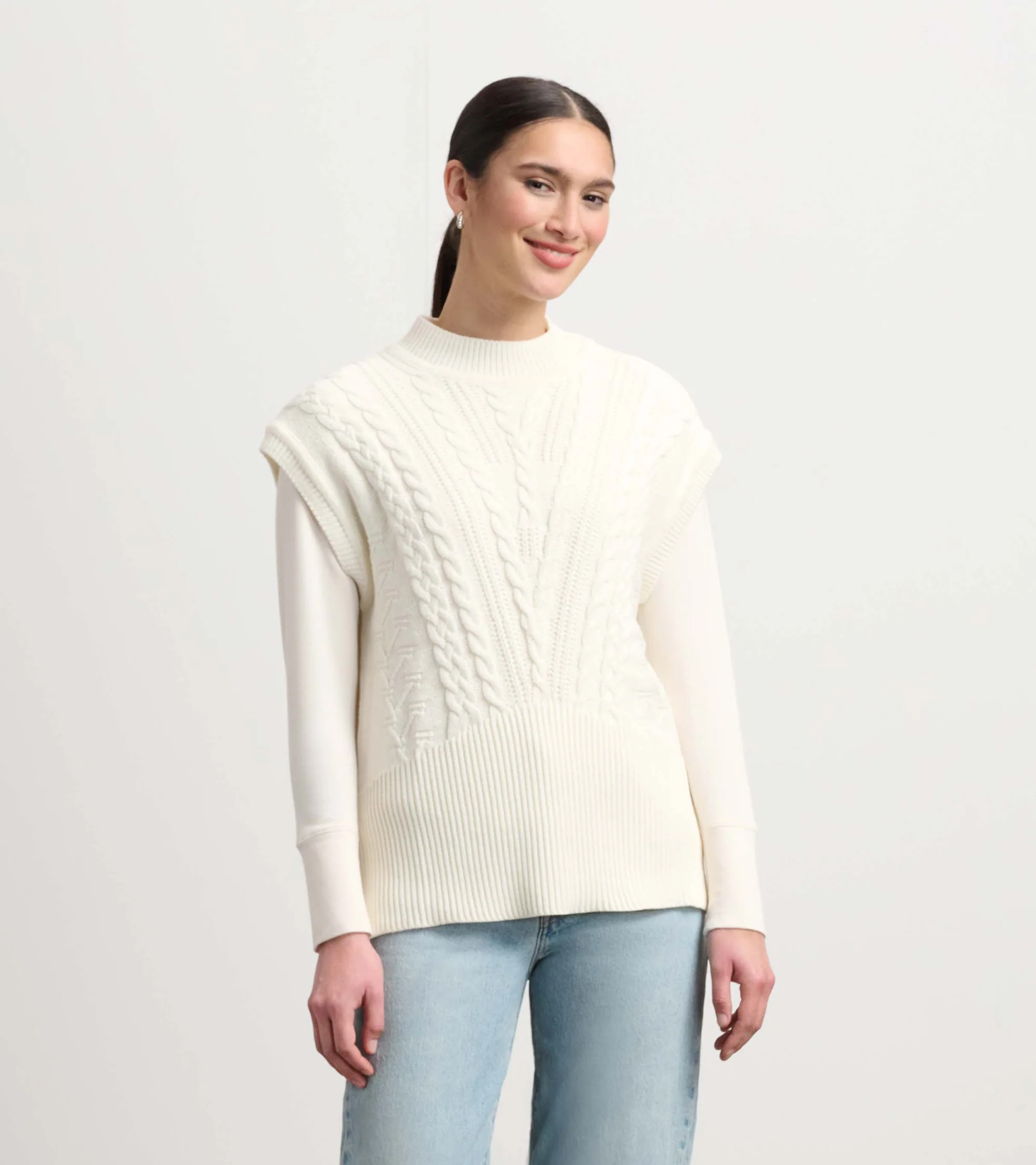 Cable Sweater Vest - Cream