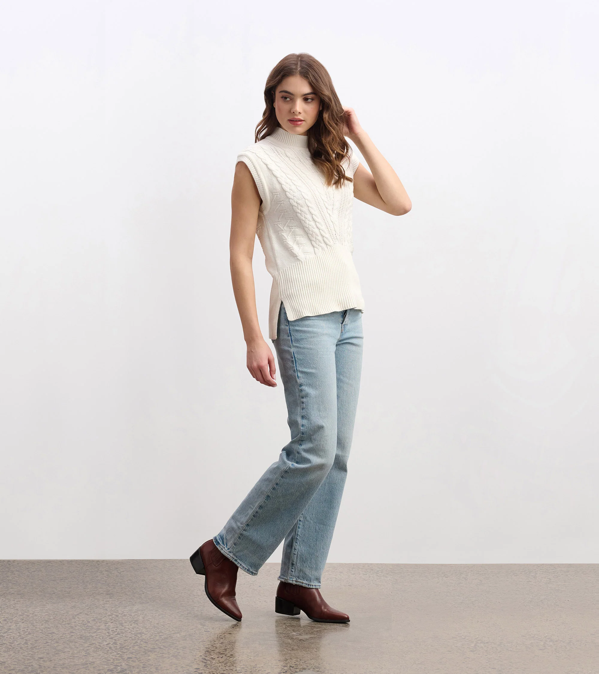 Cable Sweater Vest - Cream - Image 2