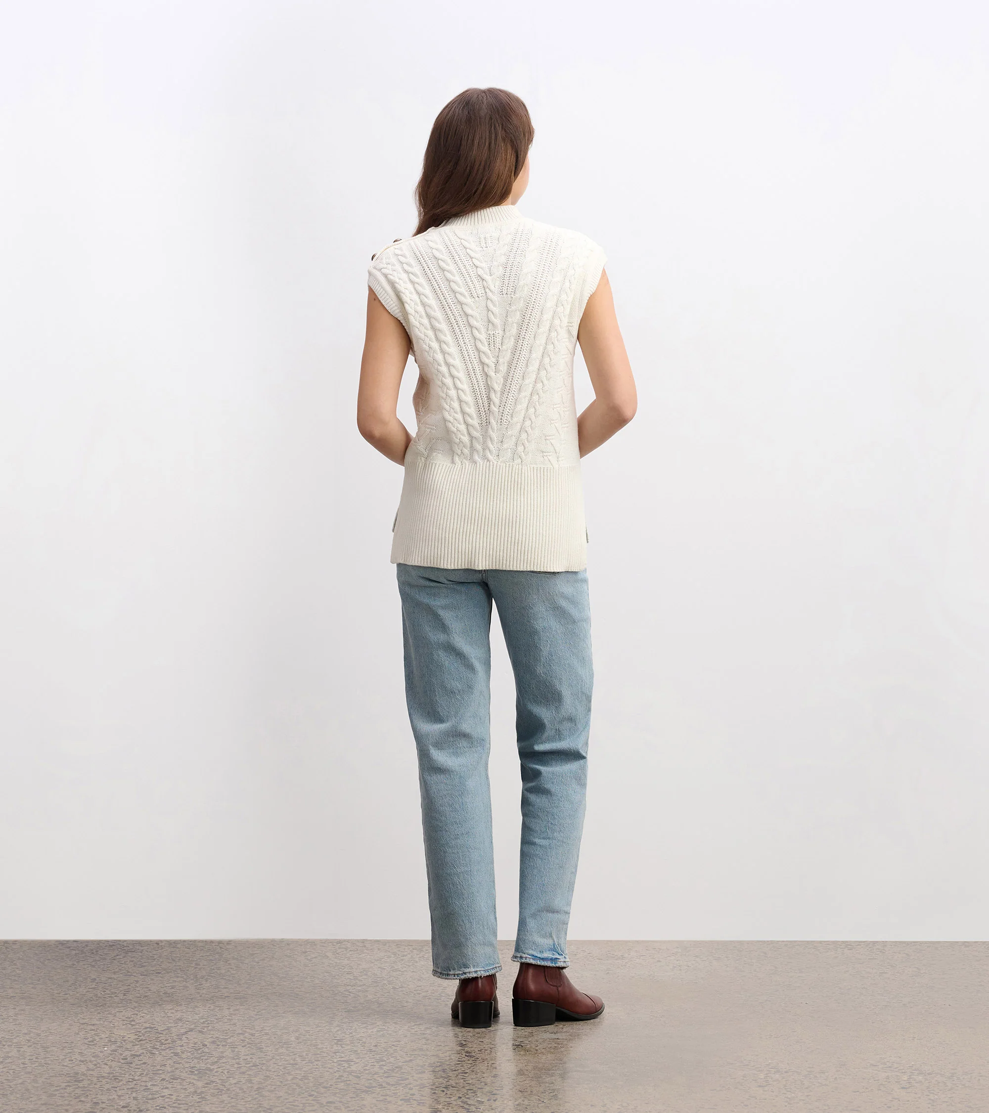 Cable Sweater Vest - Cream - Image 3