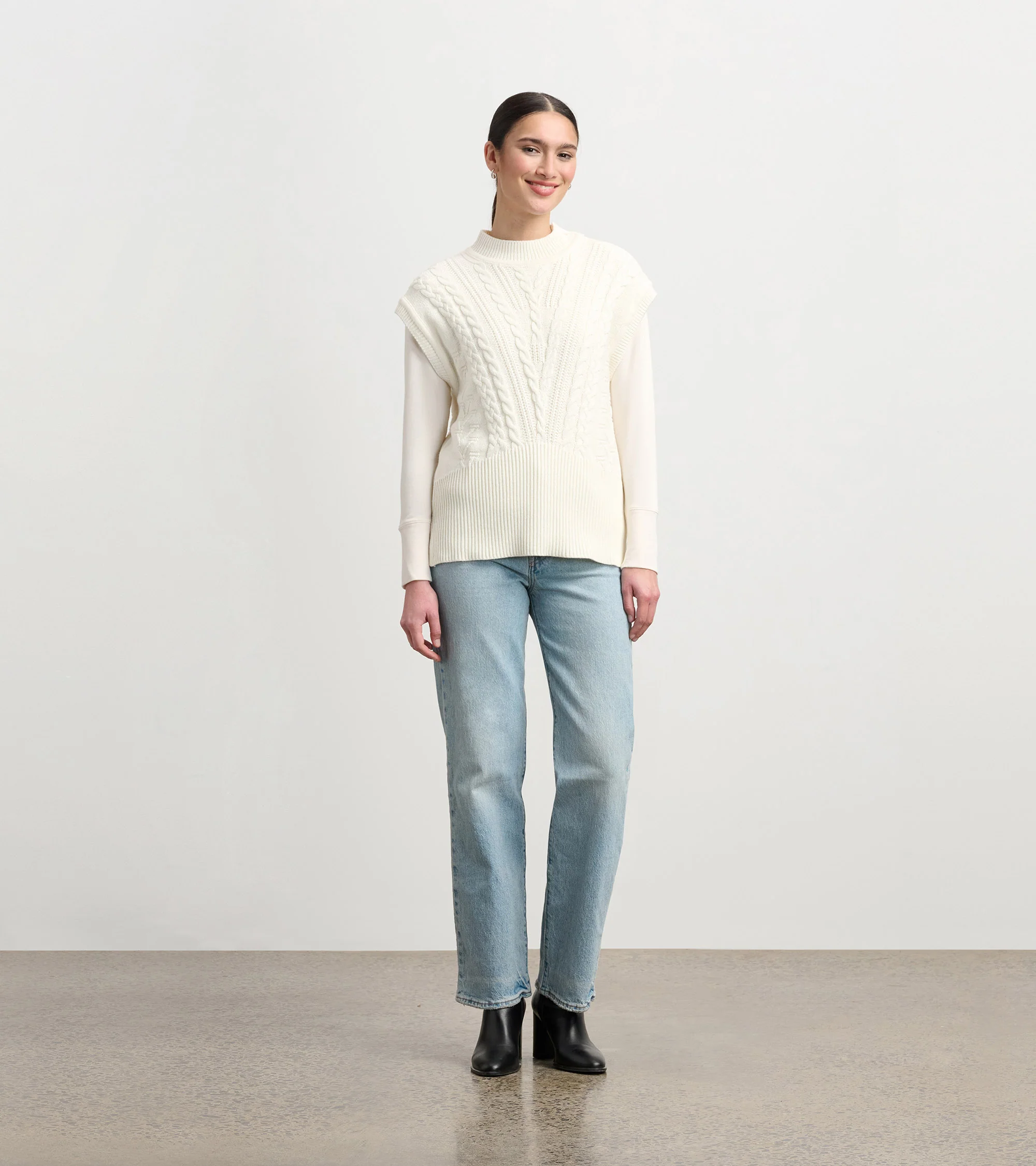 Cable Sweater Vest - Cream - Image 4