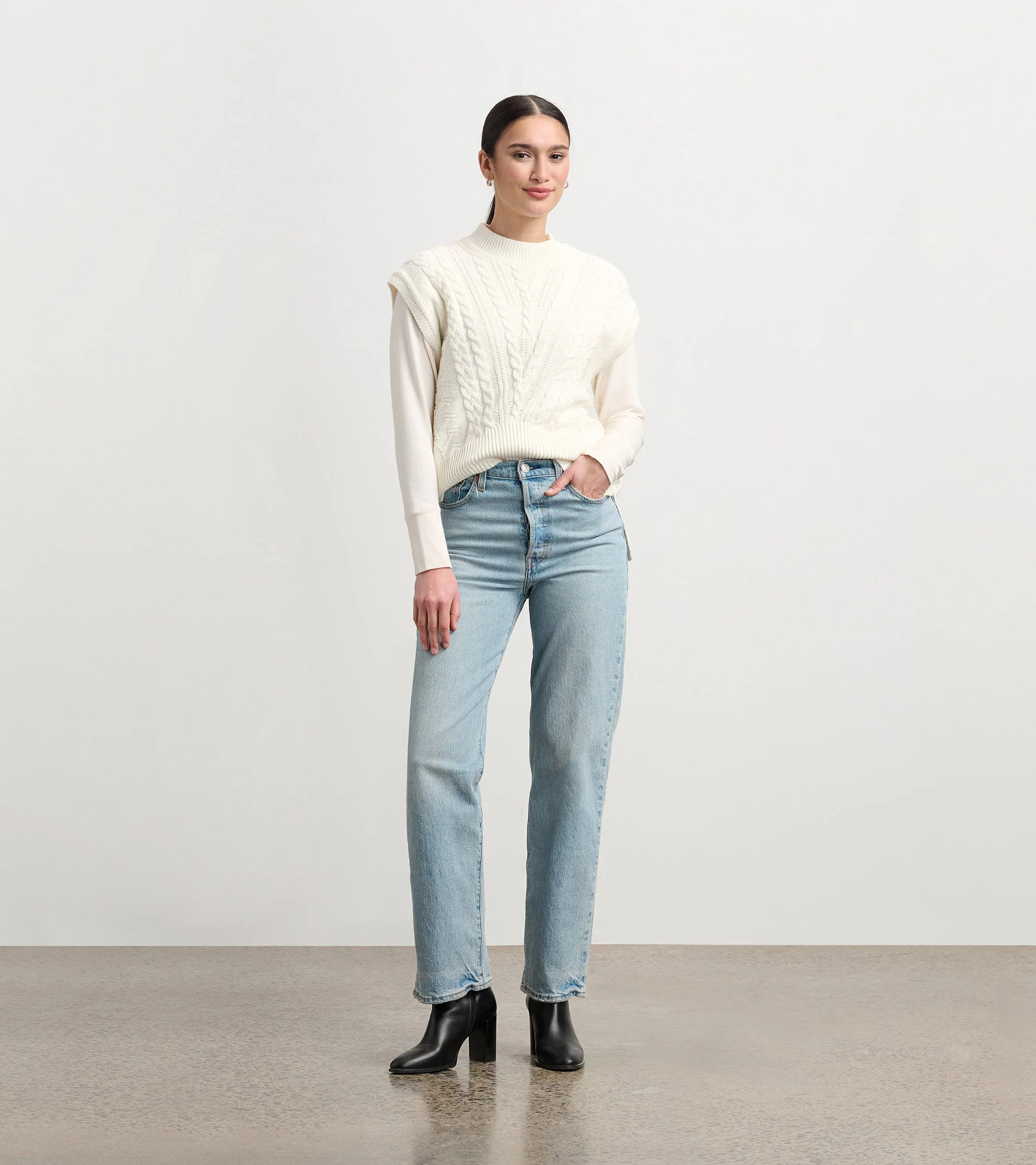 Cable Sweater Vest - Cream - Image 5