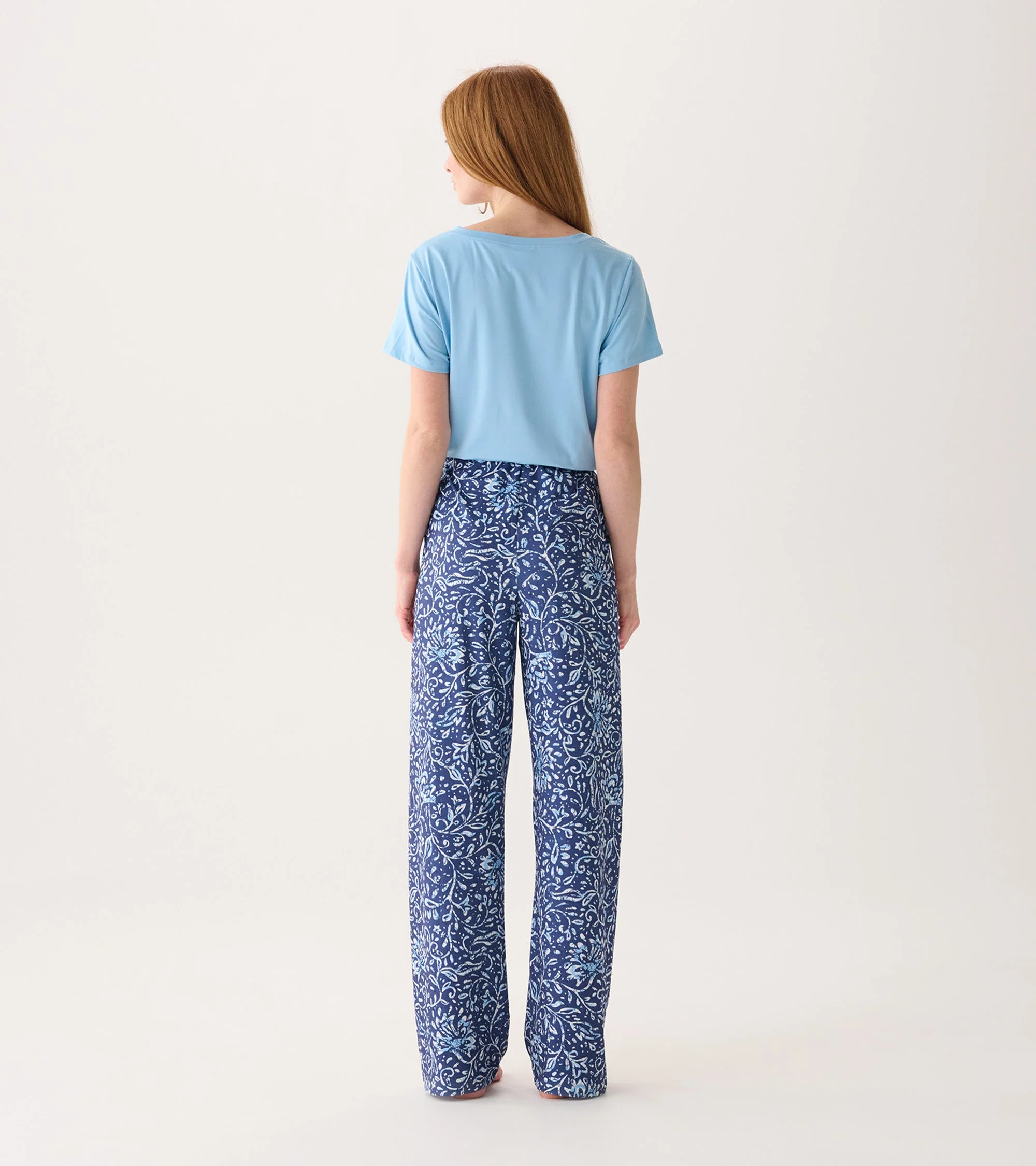 Women's Batik Flowers Polyknit Pajamas Pants - Image 5