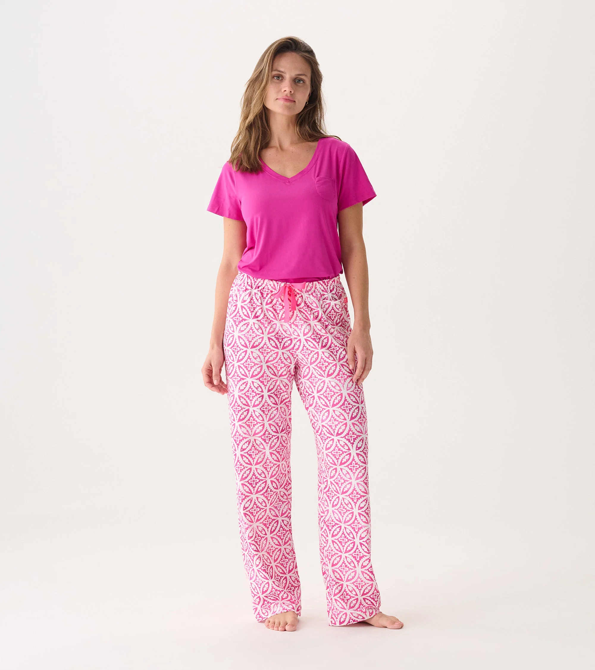 Women's Pink Lotus Mandala Polyknit Pajamas Pants - Image 3