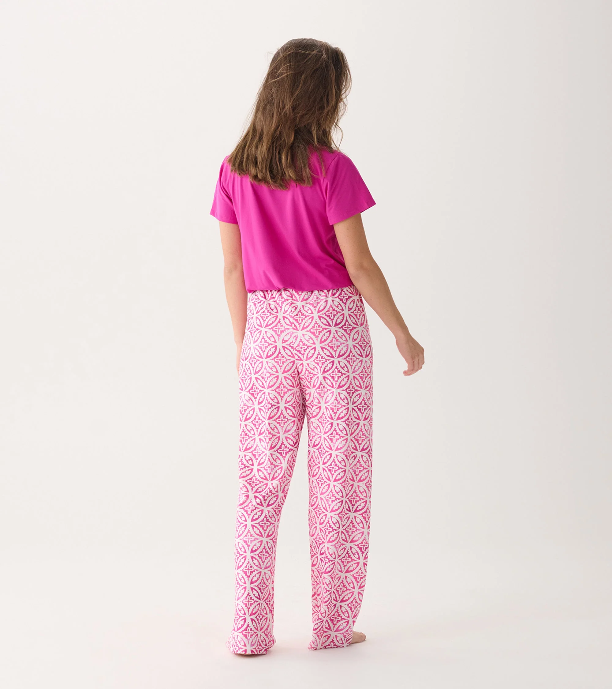 Women's Pink Lotus Mandala Polyknit Pajamas Pants - Image 4