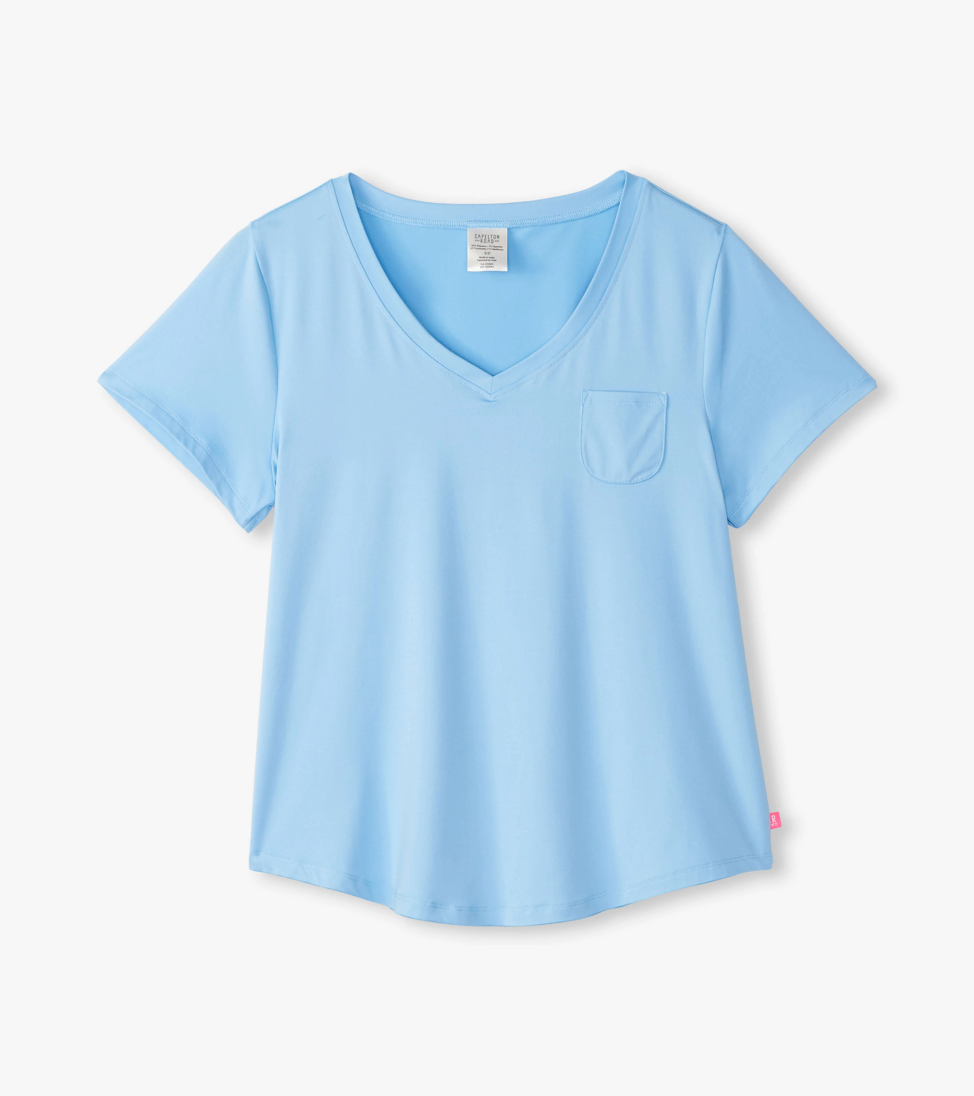 Women's Placid Blue Polyknit V-Neck T-Shirt - Image 2
