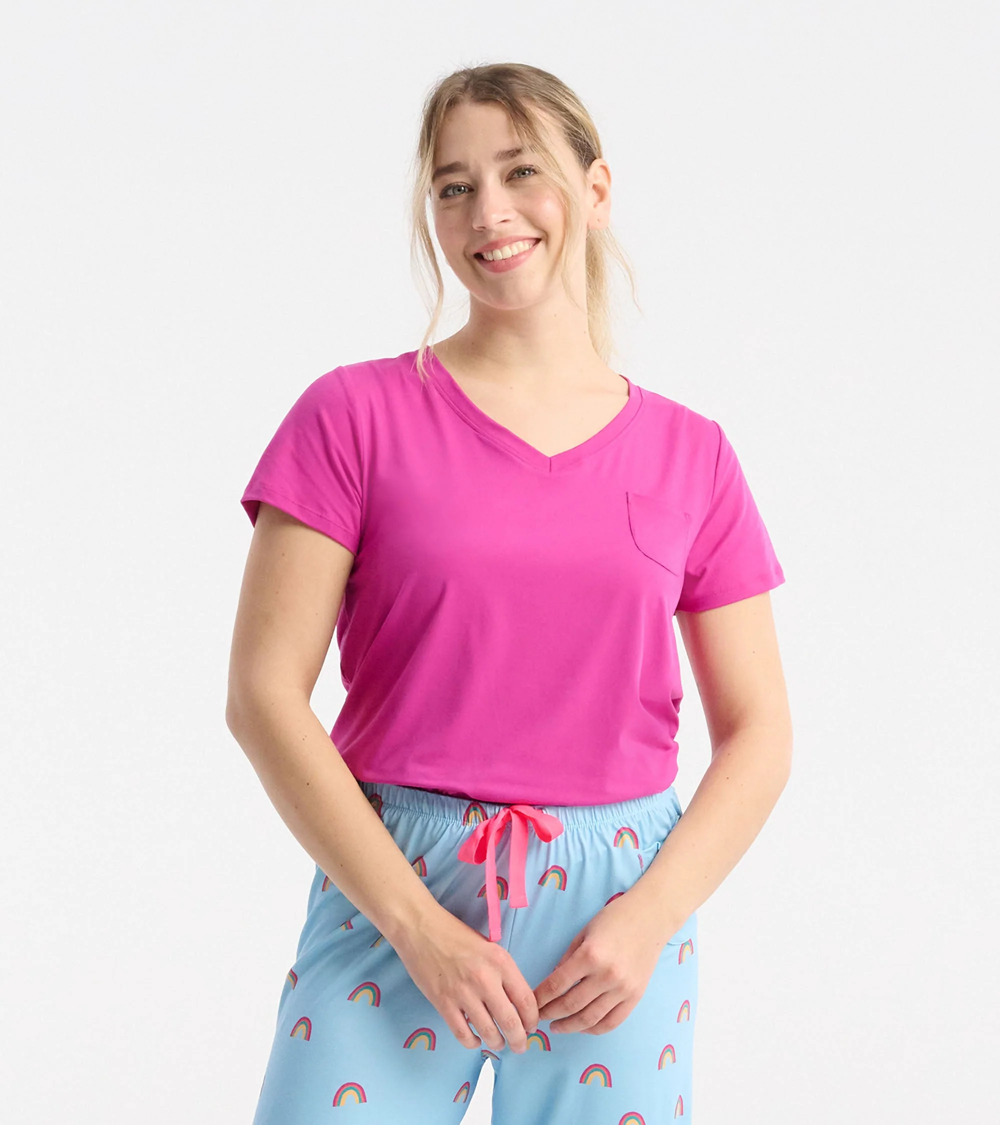 Women's Rose Violet Polyknit V-Neck T-Shirt