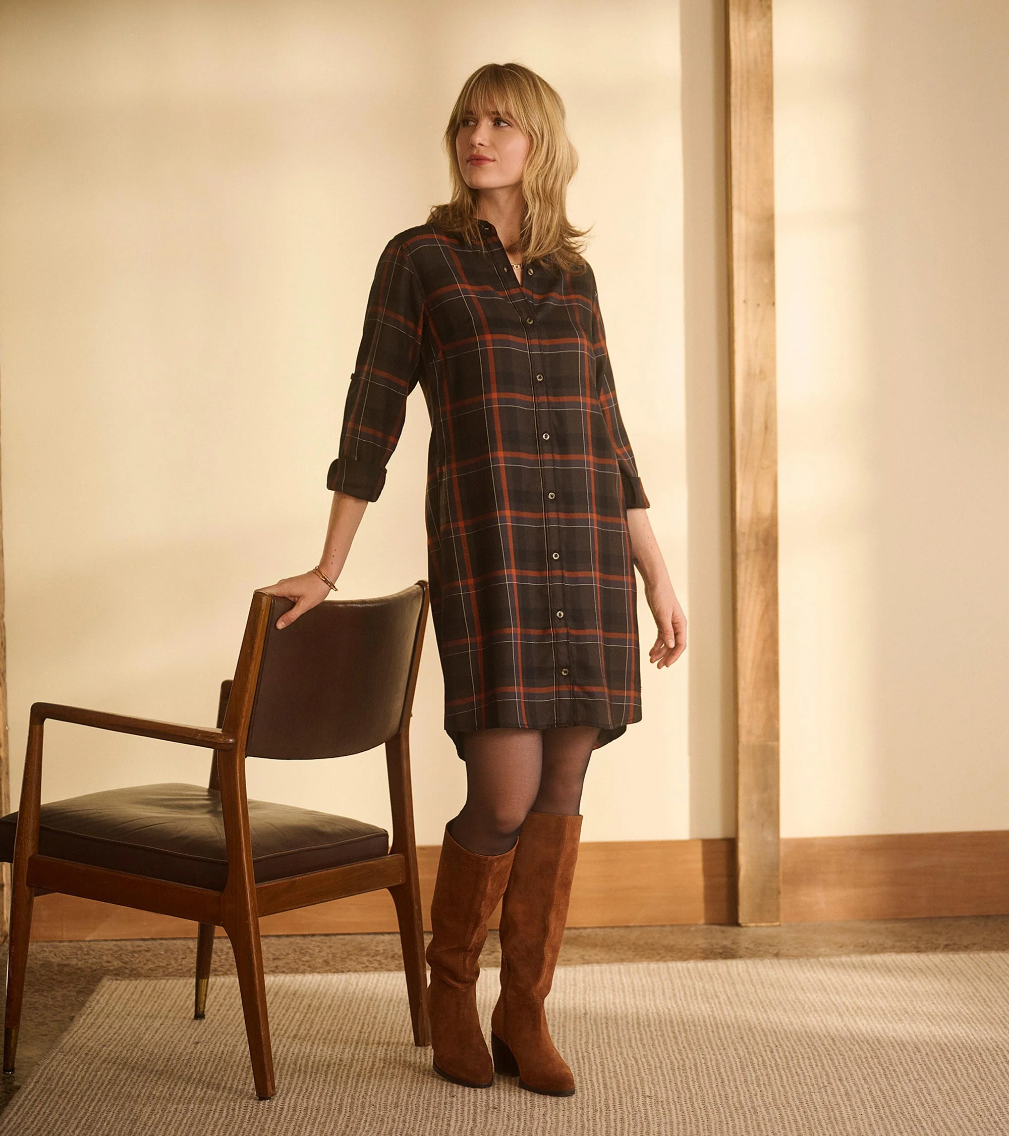Cara Shirt Dress - Autumn Plaid - Image 3