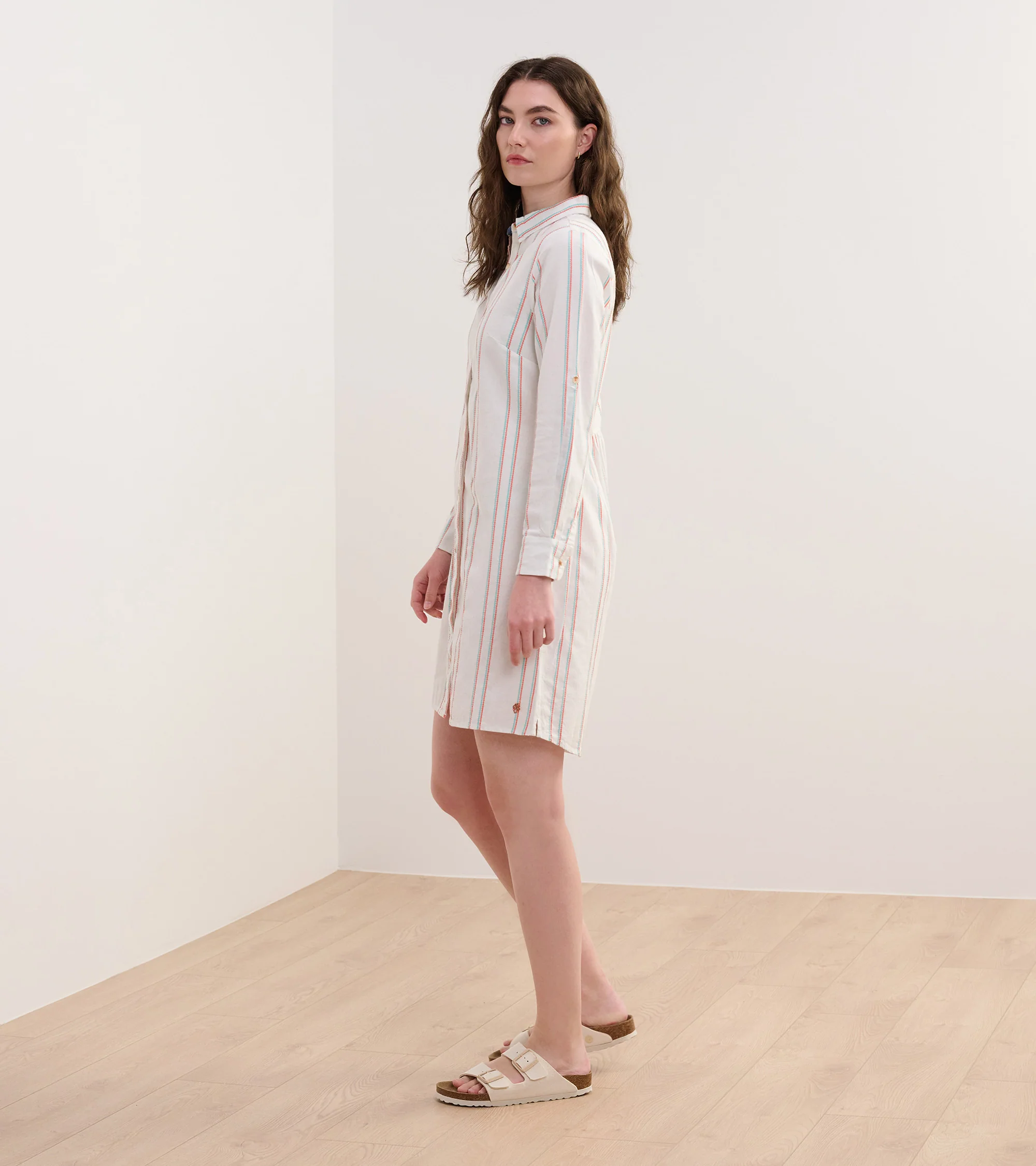 Cara Shirt Dress - Peach Chain Stripes - Image 6
