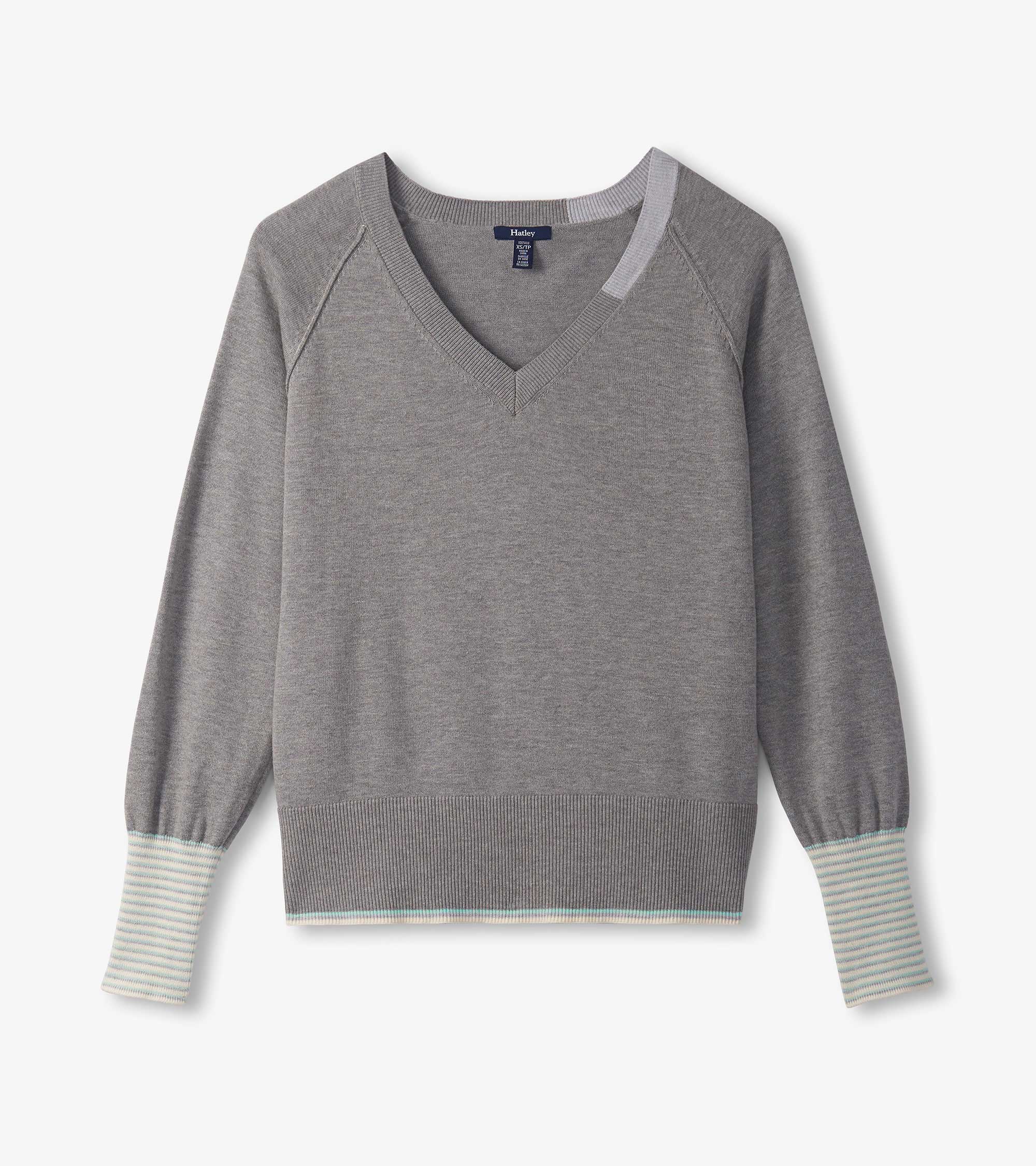 Cary V-Neck Sweater - Charcoal Melange - Image 2